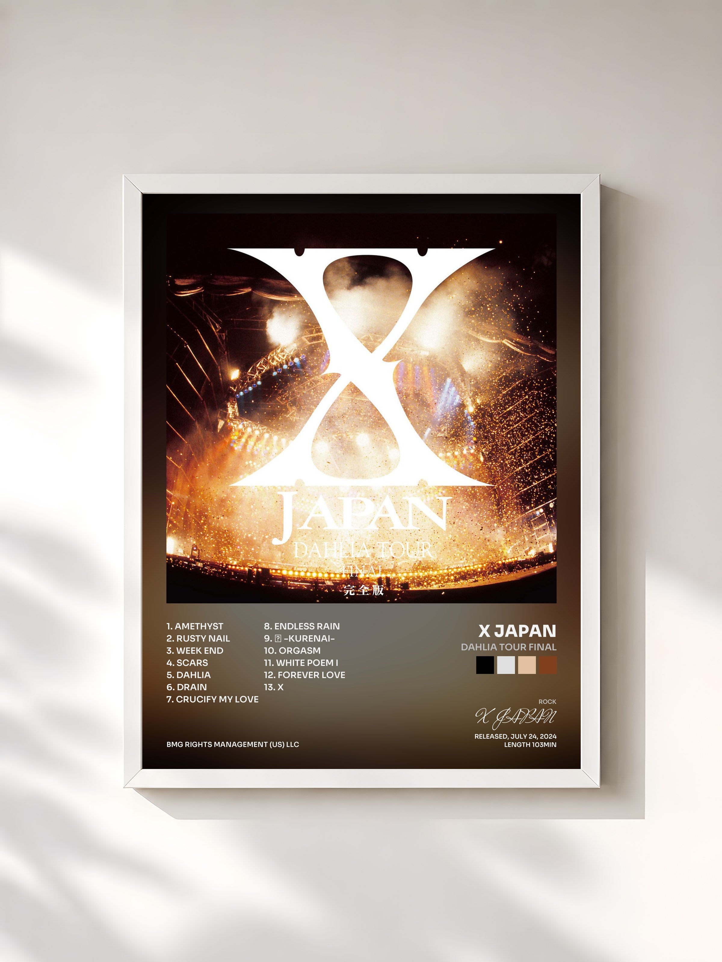#blanc Tableau de l'album DAHLIA TOUR FINAL de X JAPAN, cadre blanc, imprimé et encadré en France