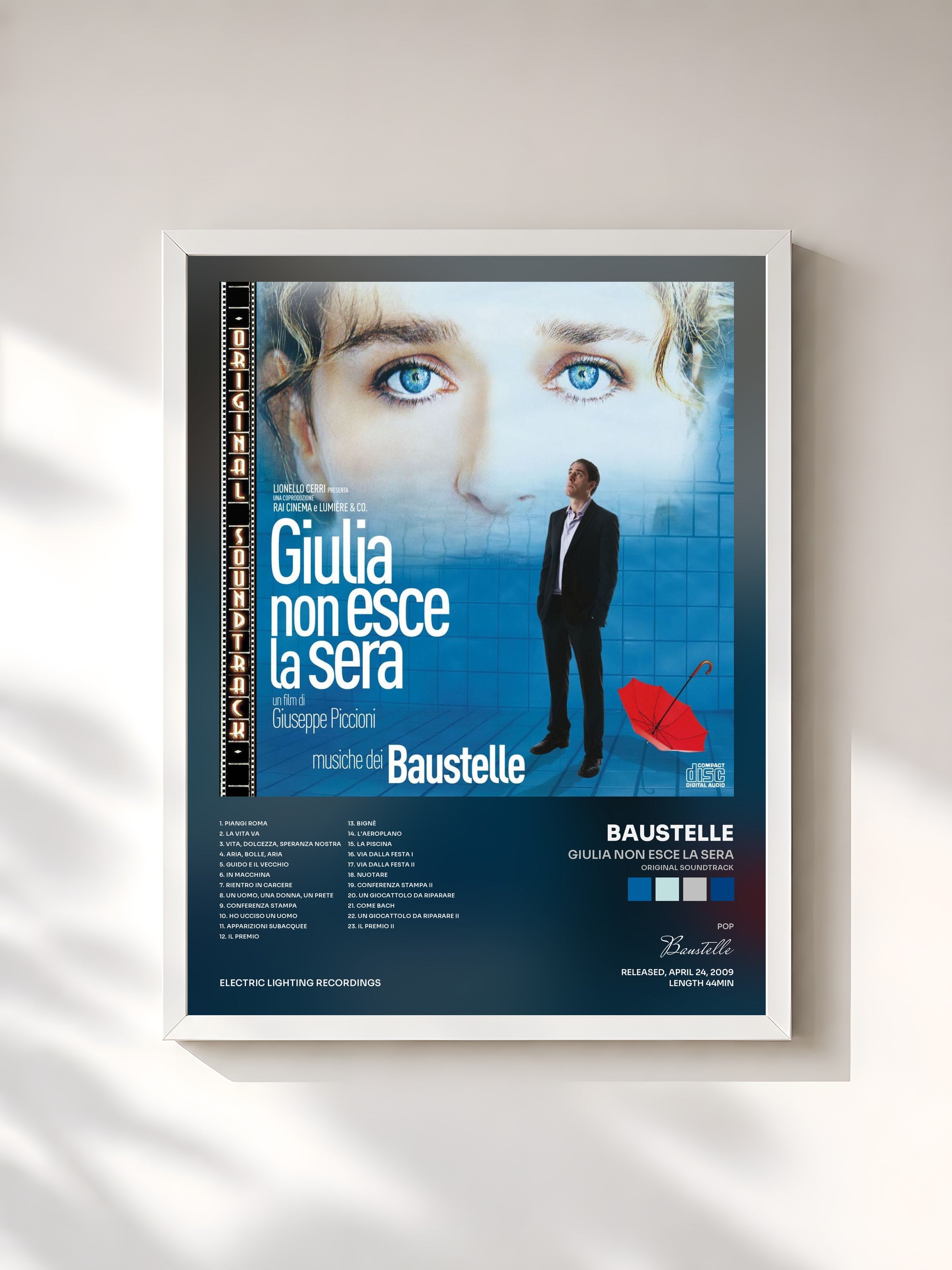 #blanc Tableau de l'album Giulia non esce la sera (Original Soundtrack) de Baustelle, cadre blanc, imprimé et encadré en France