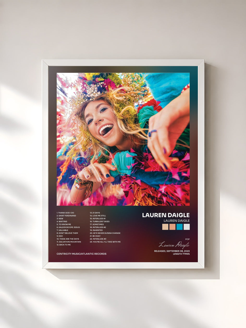 #blanc Lauren Daigle by Lauren Daigle as a framed art print, white frame, printed and framed in France