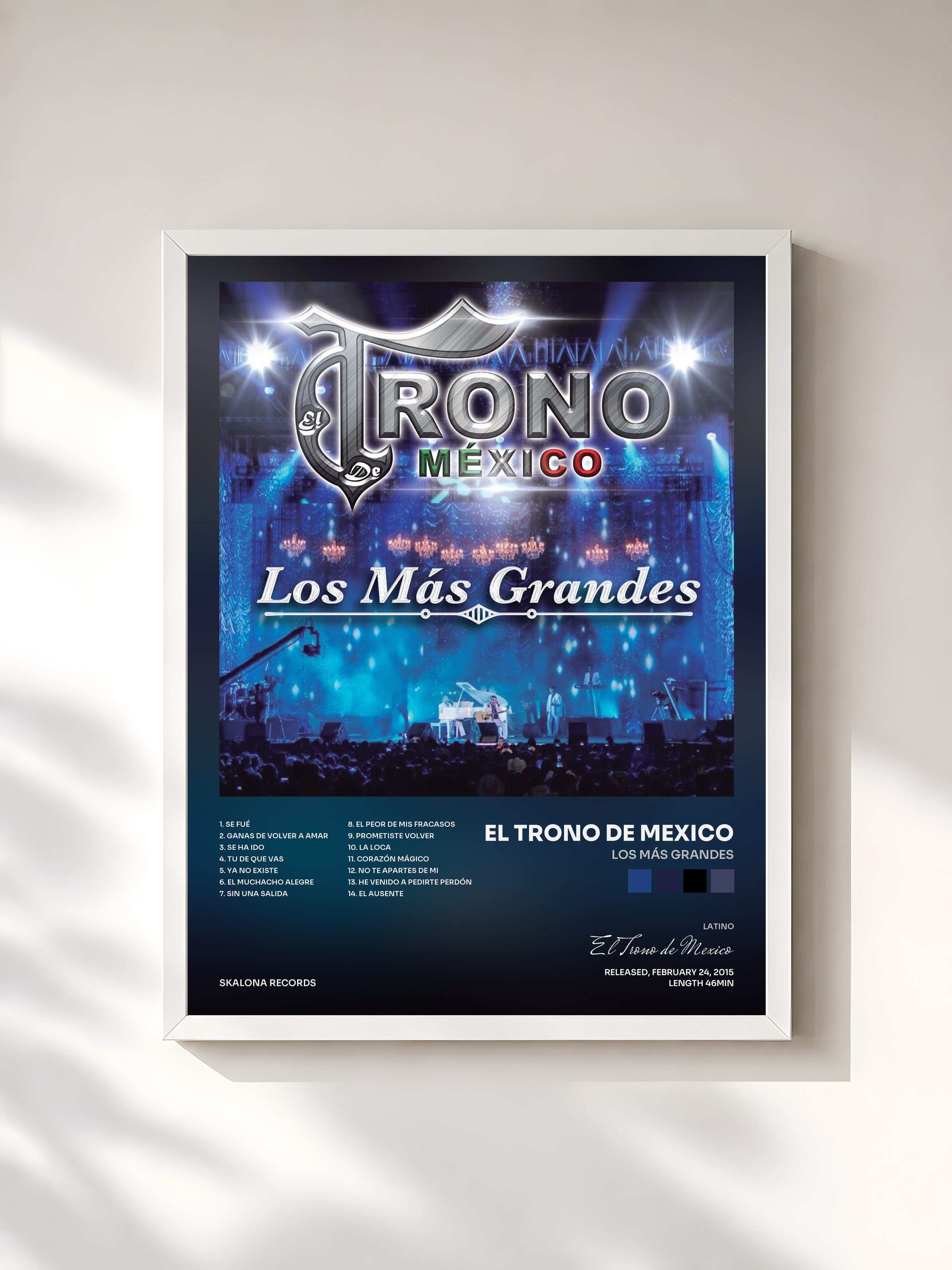 #blanc Tableau de l'album Los Más Grandes de El Trono de Mexico, cadre blanc, imprimé et encadré en France