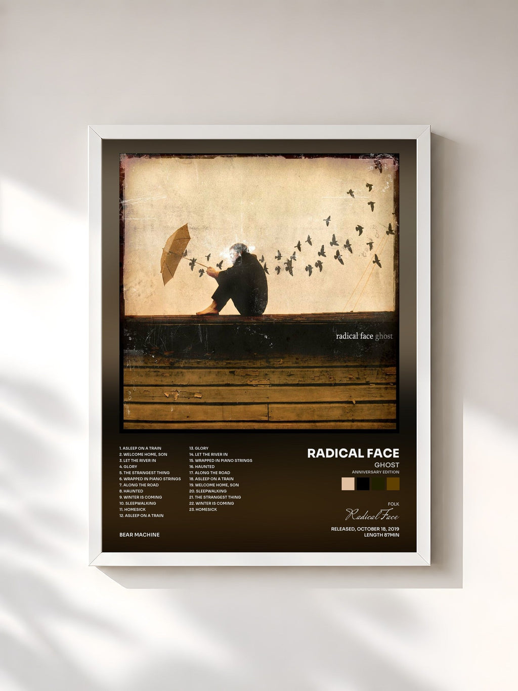#blanc Tableau de l'album Ghost (Anniversary Edition) de Radical Face, cadre blanc, imprimé et encadré en France