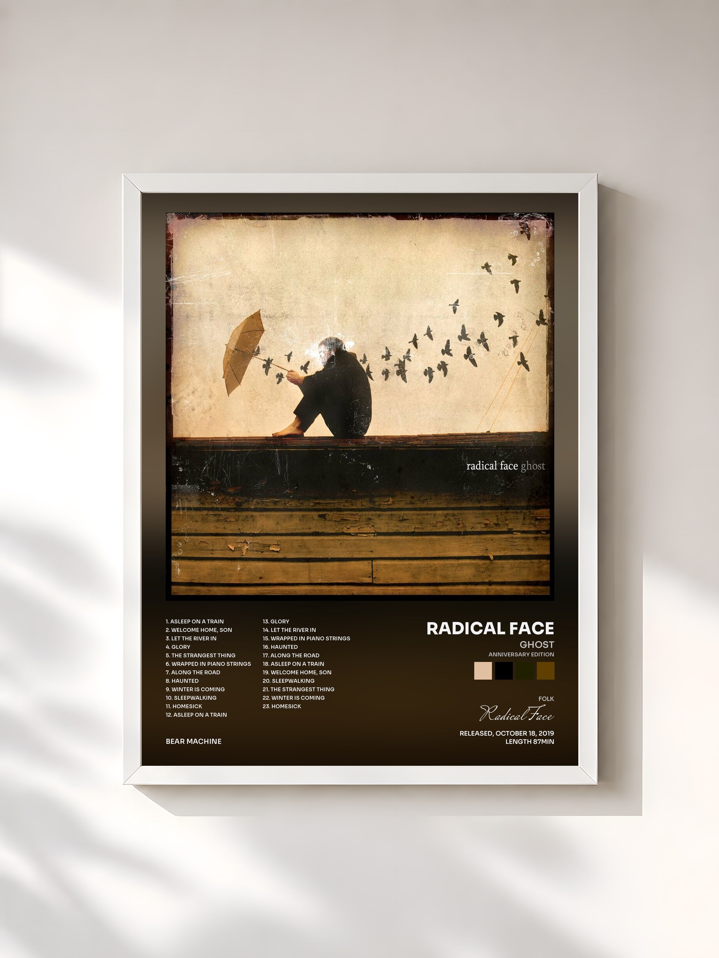 #blanc Tableau de l'album Ghost (Anniversary Edition) de Radical Face, cadre blanc, imprimé et encadré en France