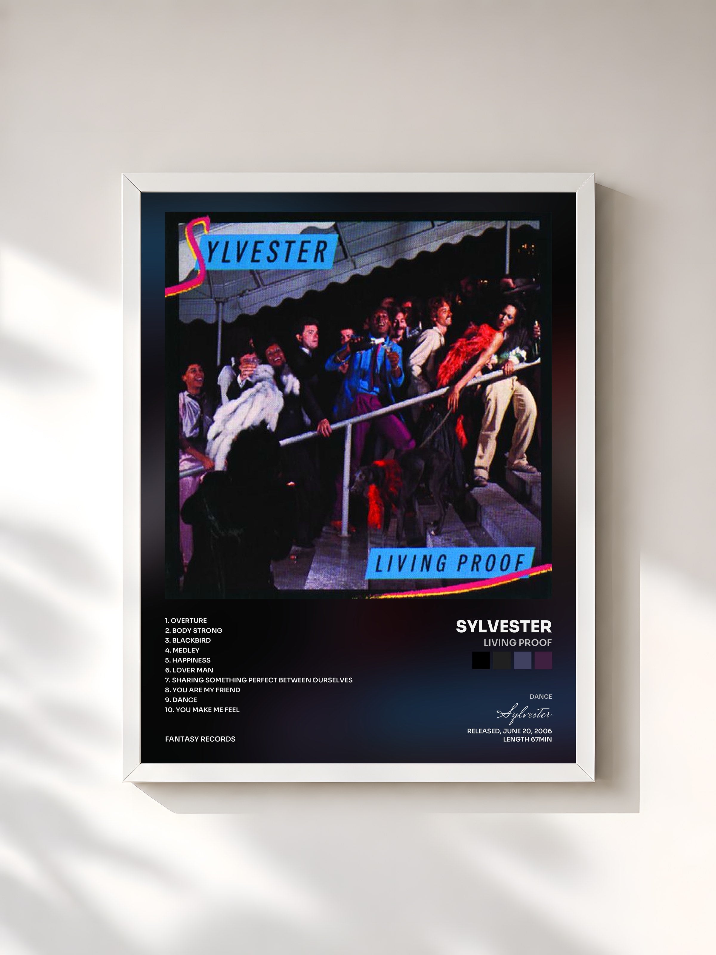 #blanc Tableau de l'album Living Proof de Sylvester, cadre blanc, imprimé et encadré en France