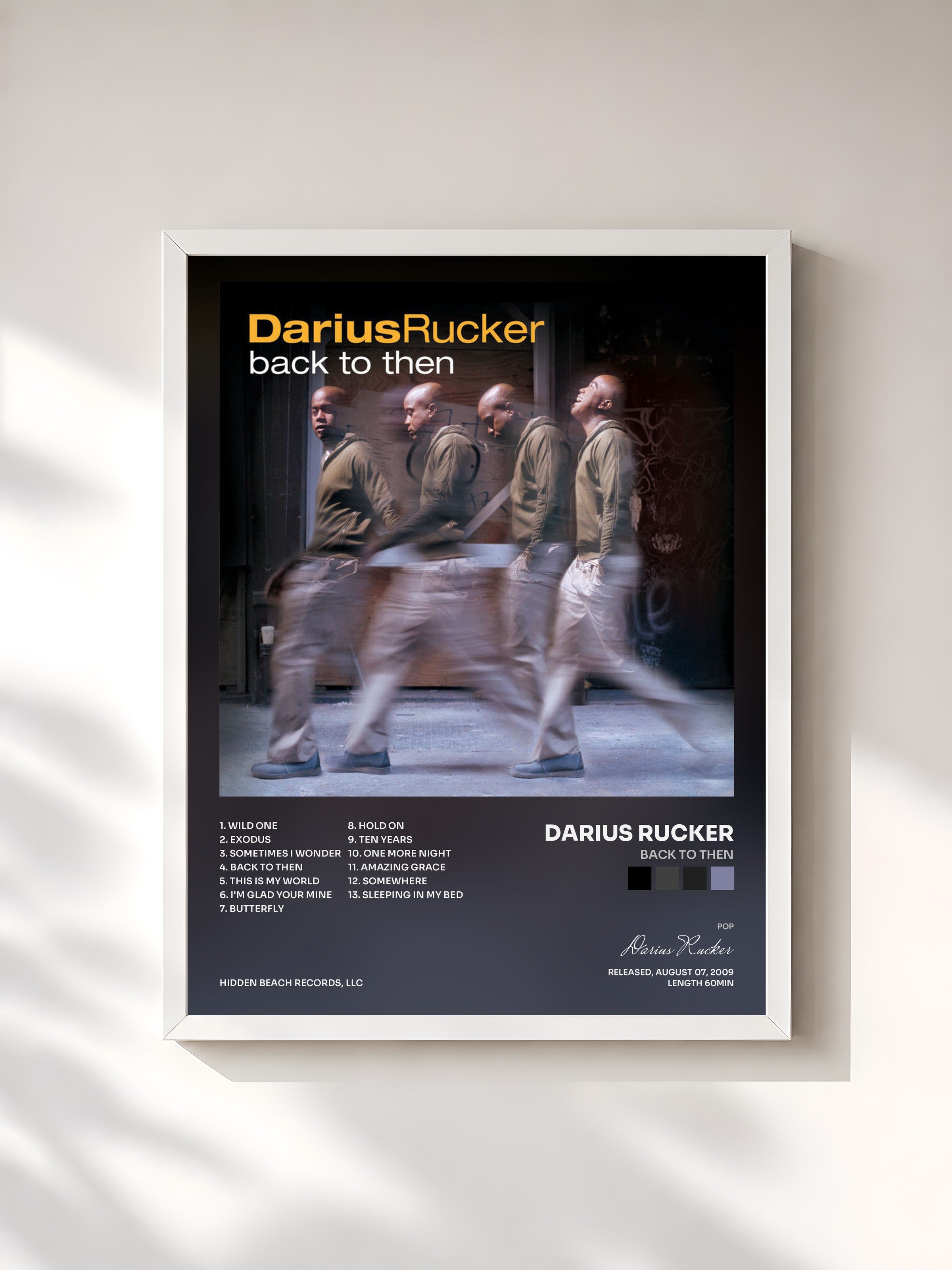 #blanc Tableau de l'album Back To Then de Darius Rucker, cadre blanc, imprimé et encadré en France