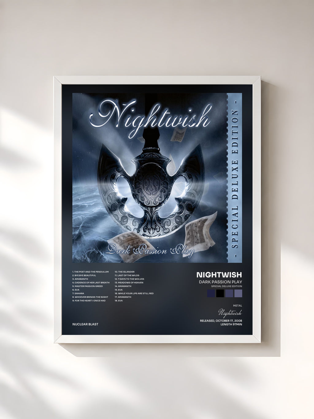 #blanc Dark Passion Play (Special Deluxe Edition) by Nightwish as a framed art print, white frame, printed and framed in France