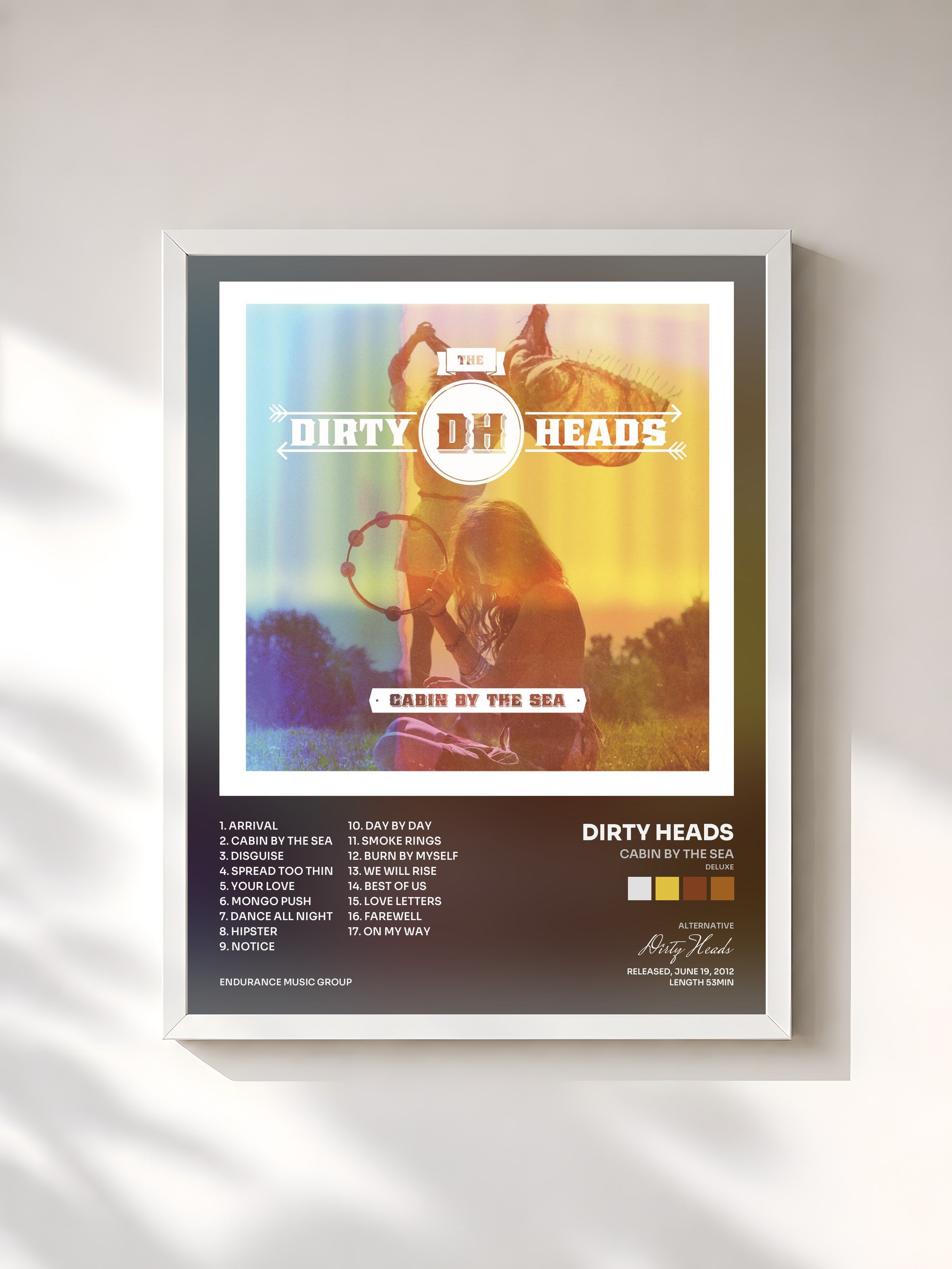 #blanc Tableau de l'album Cabin By the Sea (Deluxe) de Dirty Heads, cadre blanc, imprimé et encadré en France