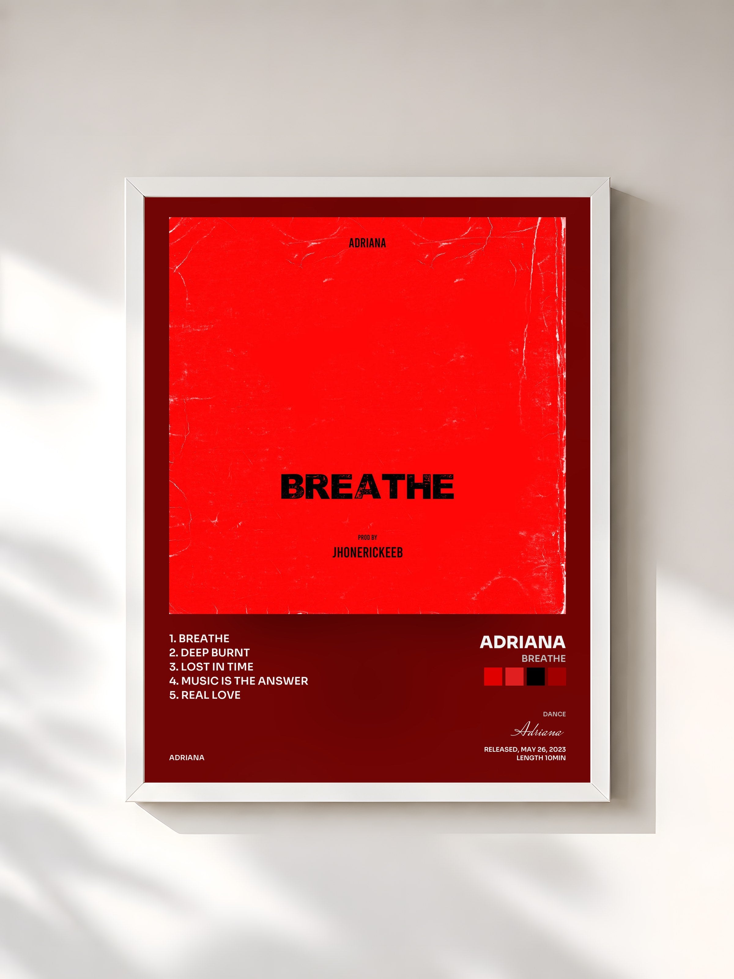 #blanc Tableau de l'album Breathe de Adriana, cadre blanc, imprimé et encadré en France