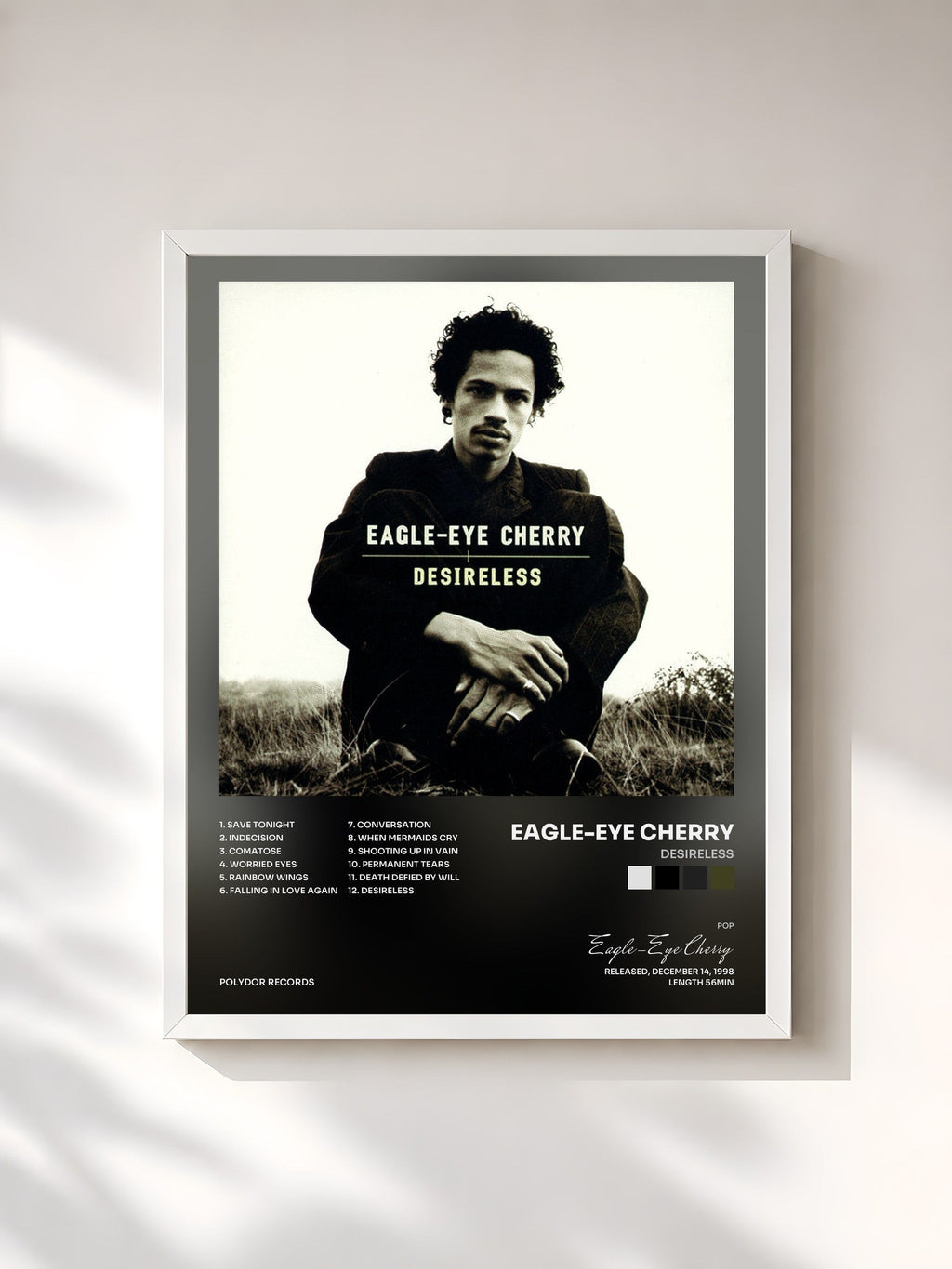 #blanc Desireless von Eagle-Eye Cherry als gerahmter Kunstdruck, weißer Rahmen, gedruckt und gerahmt in Frankreich