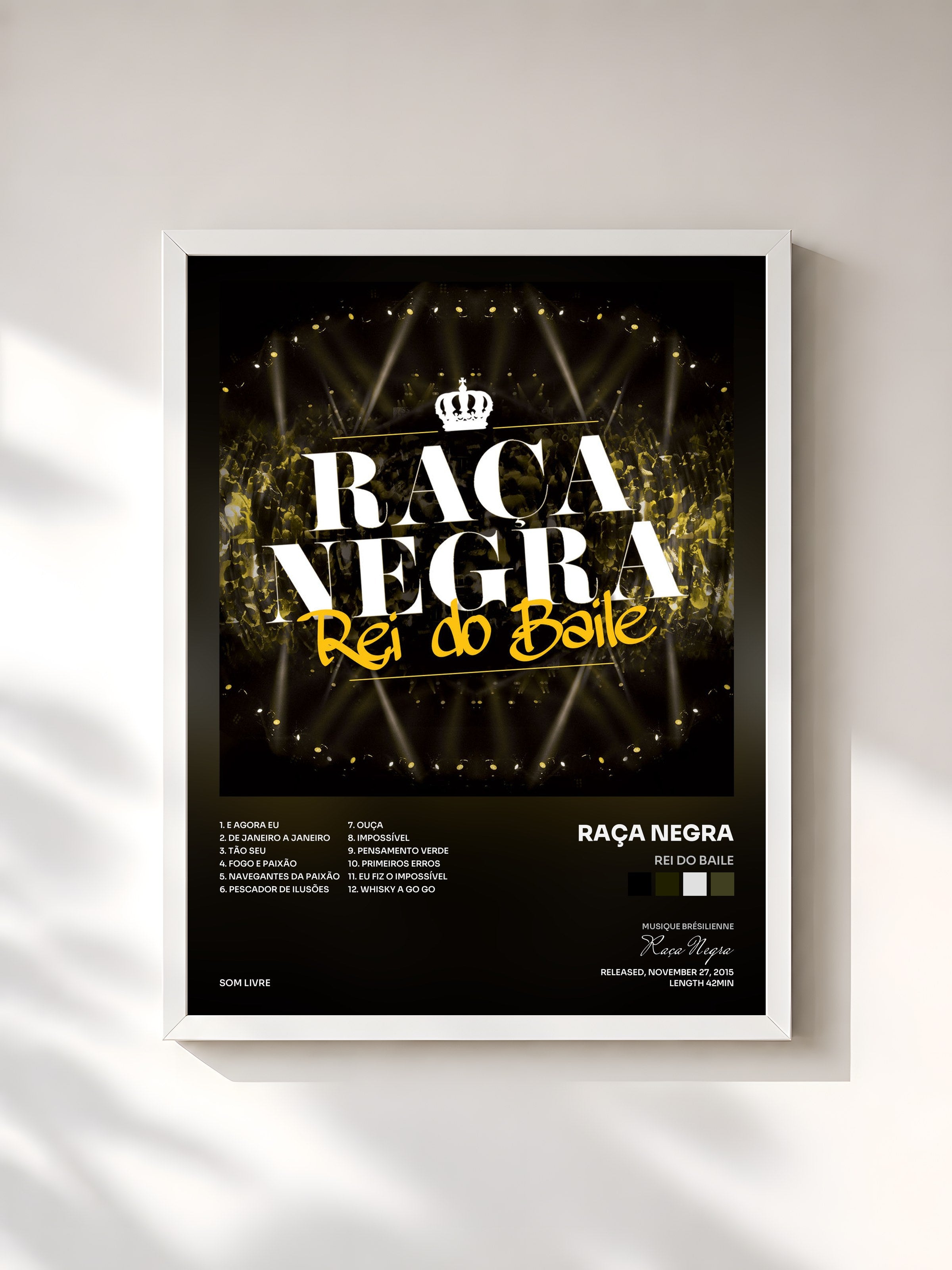 #blanc Tableau de l'album Rei do Baile de Raça Negra, cadre blanc, imprimé et encadré en France