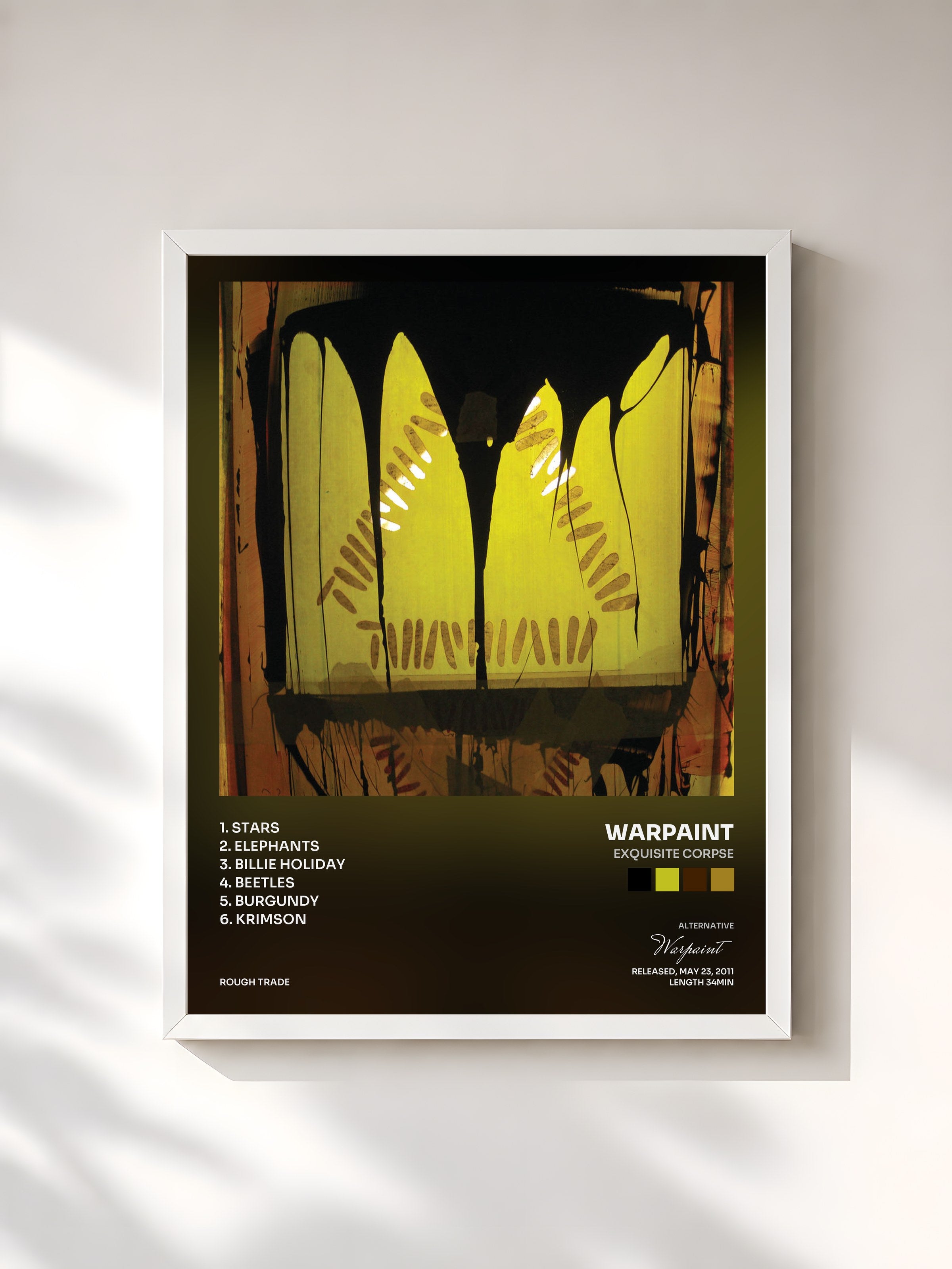 #blanc Tableau de l'album Exquisite Corpse de Warpaint, cadre blanc, imprimé et encadré en France