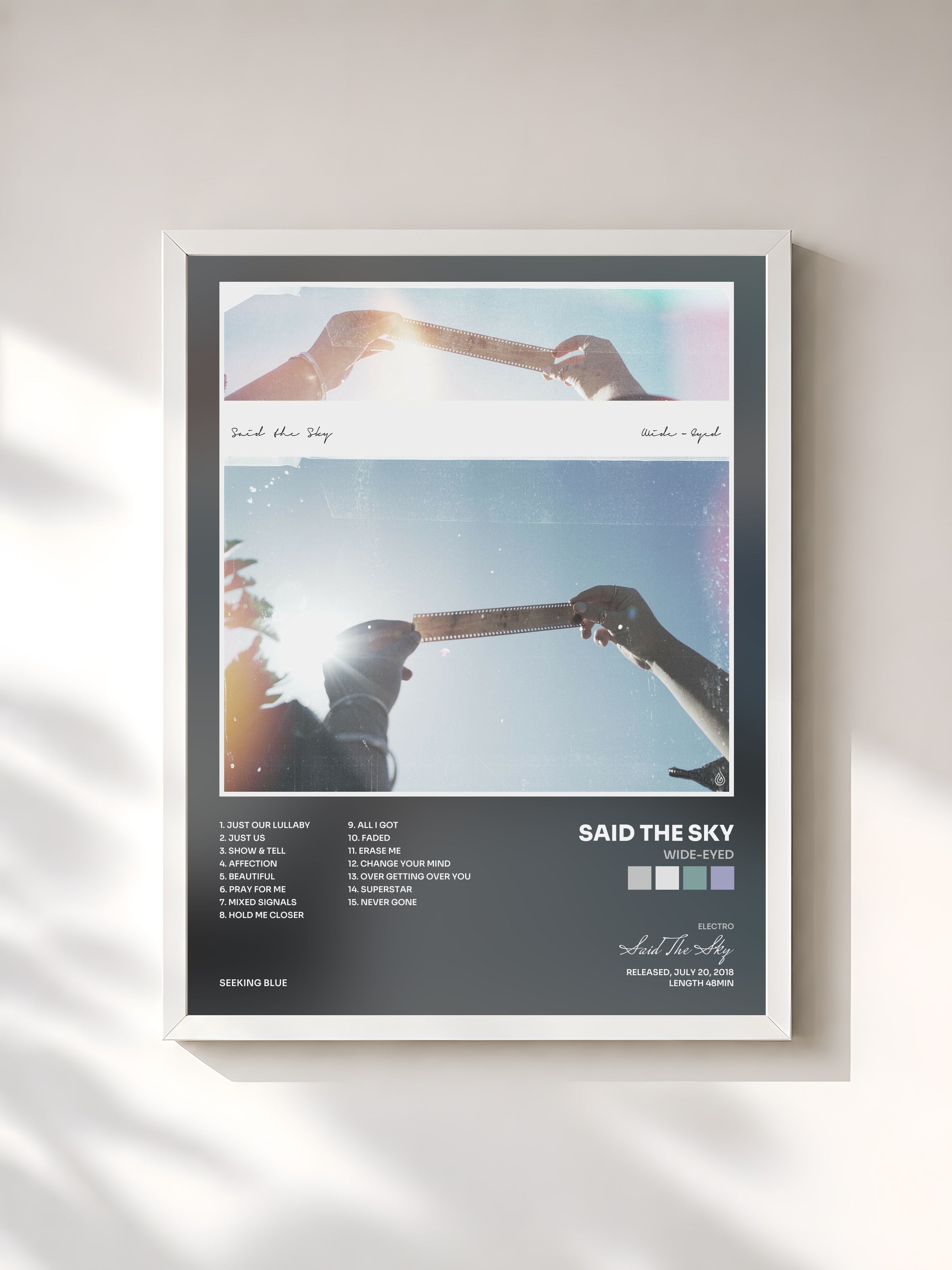 #blanc Tableau de l'album Wide-Eyed de Said The Sky, cadre blanc, imprimé et encadré en France