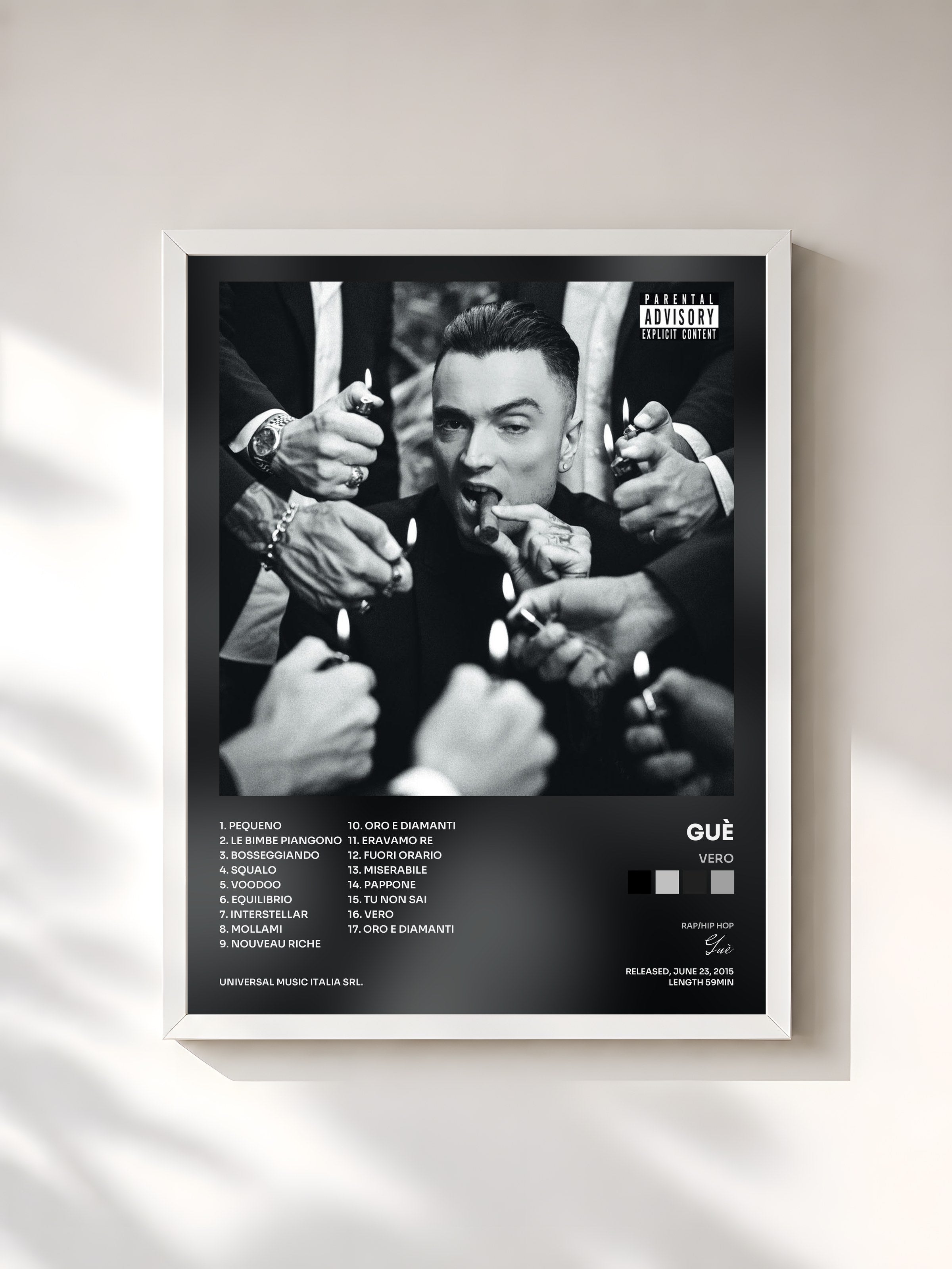 #blanc Tableau de l'album Vero de Guè, cadre blanc, imprimé et encadré en France