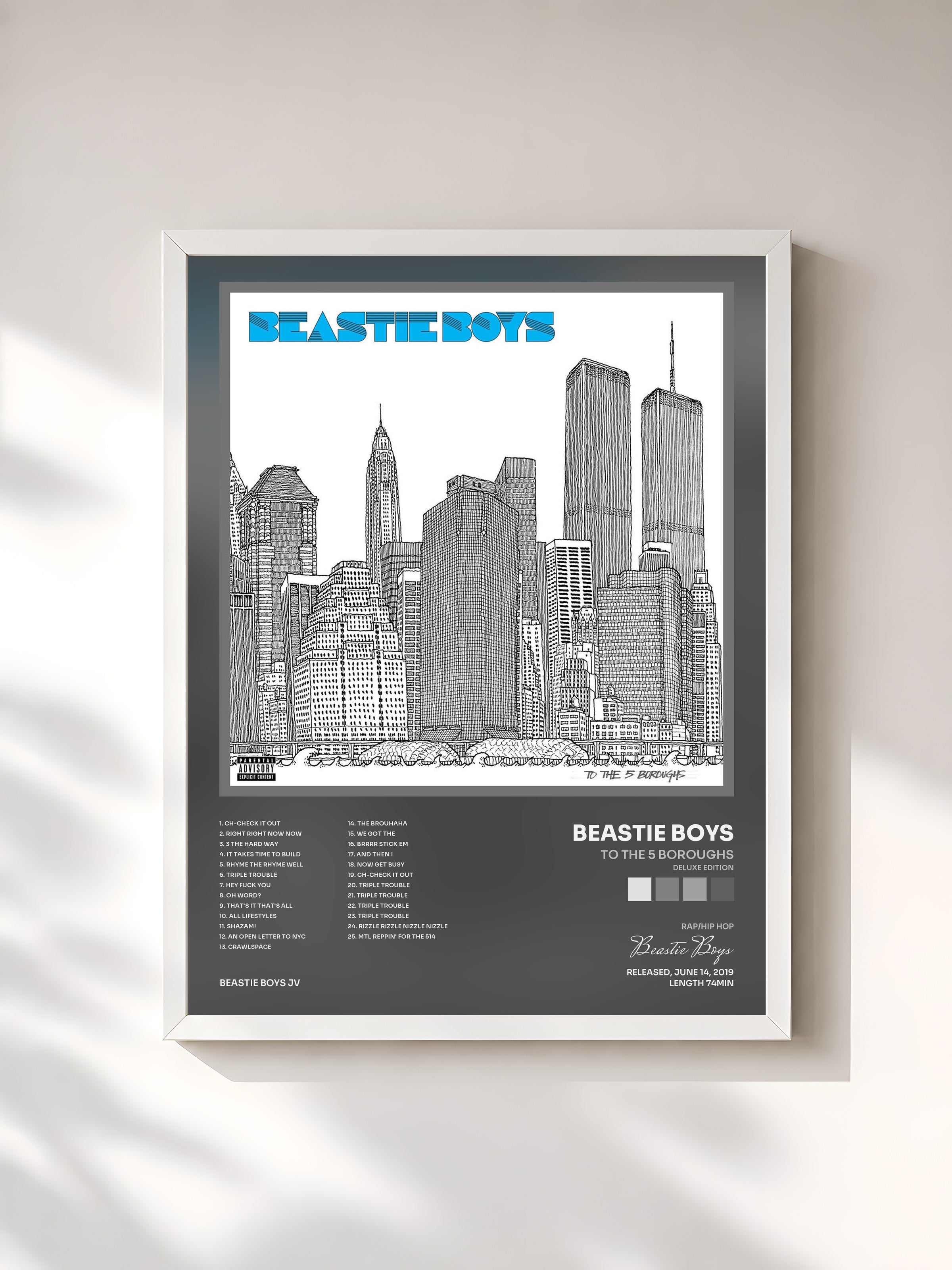 #blanc Tableau de l'album To The 5 Boroughs (Deluxe Edition) de Beastie Boys, cadre blanc, imprimé et encadré en France
