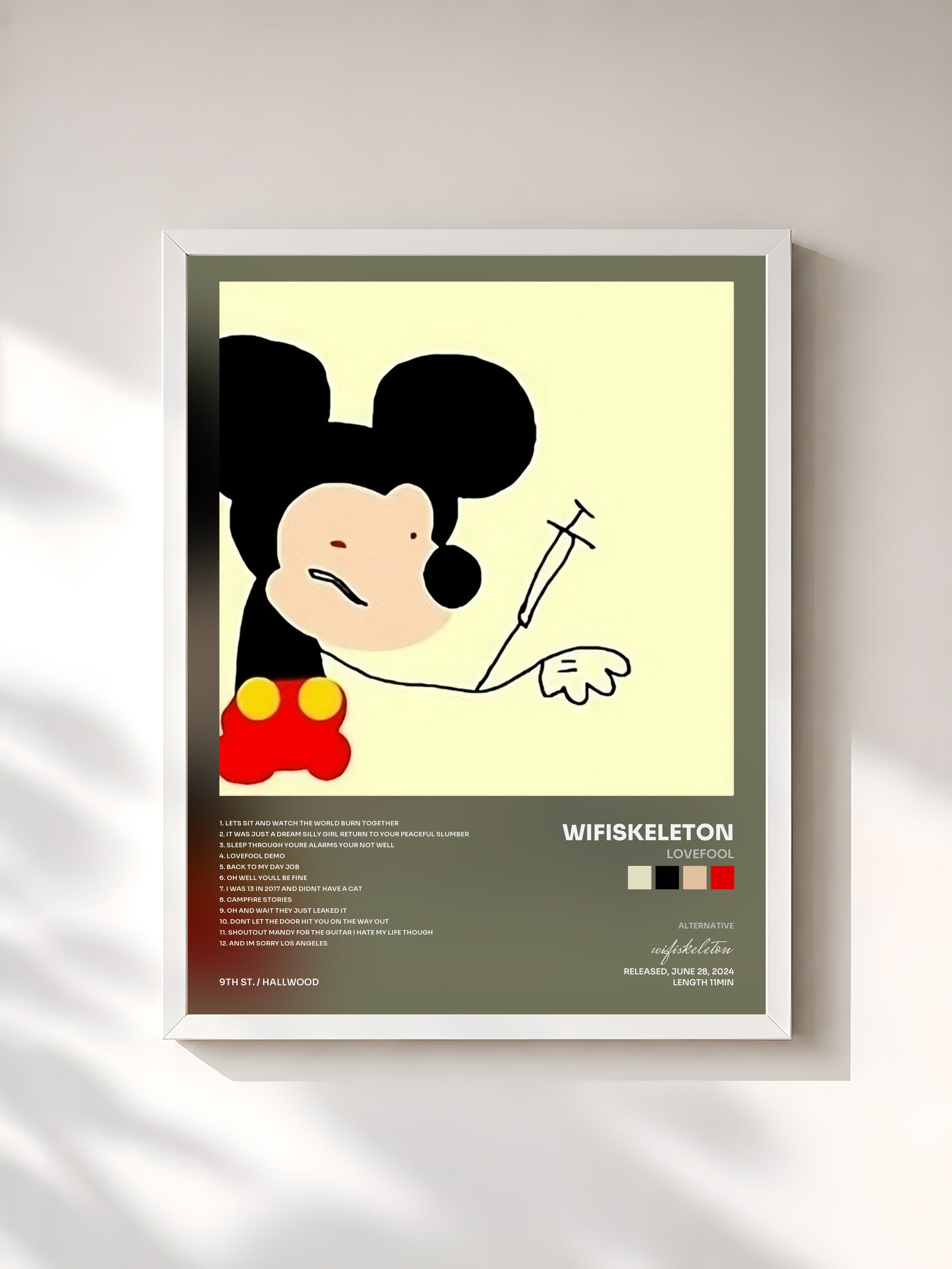 #blanc Tableau de l'album lovefool de wifiskeleton, cadre blanc, imprimé et encadré en France