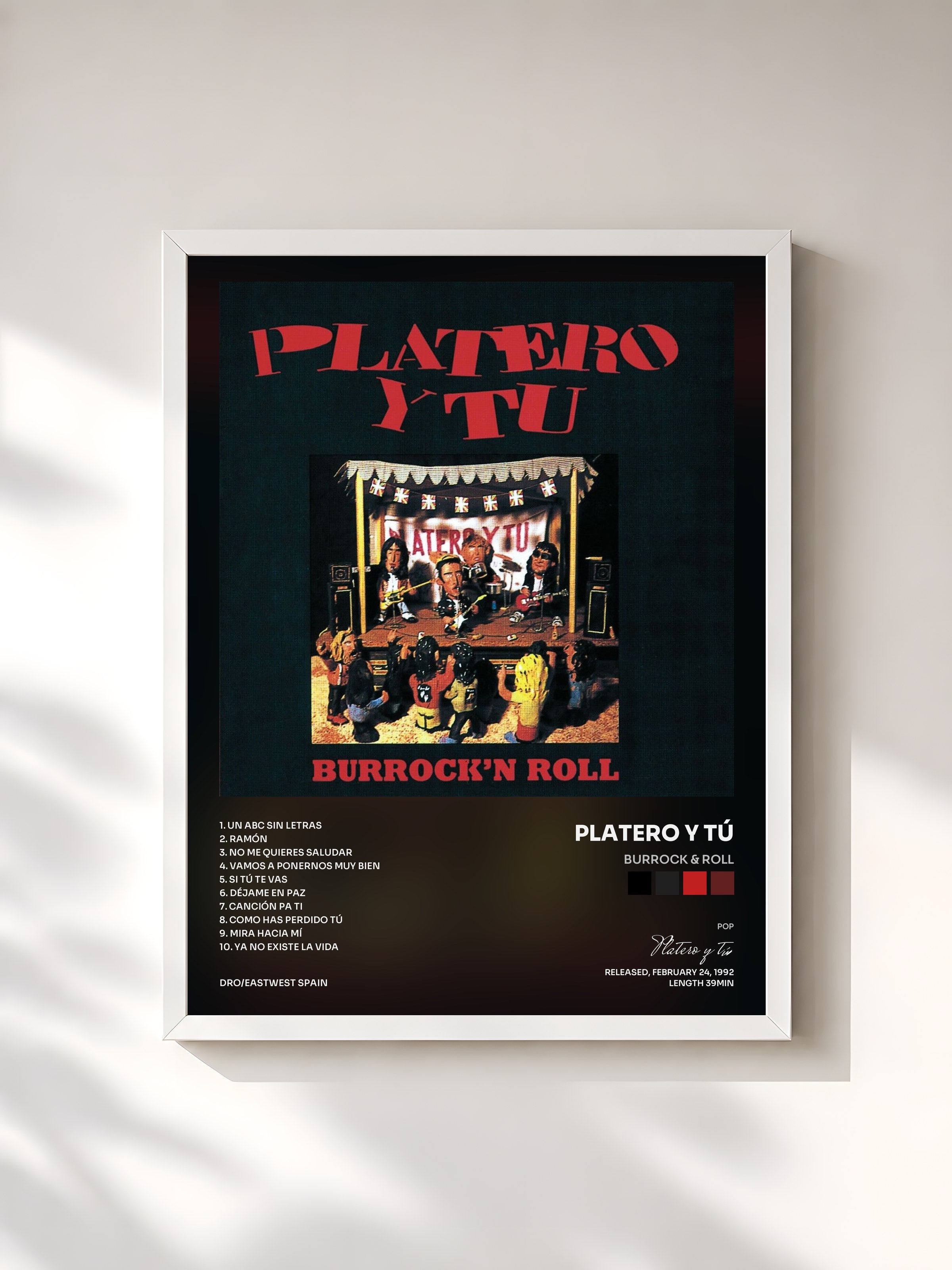 #blanc Tableau de l'album Burrock & Roll de Platero y tú, cadre blanc, imprimé et encadré en France