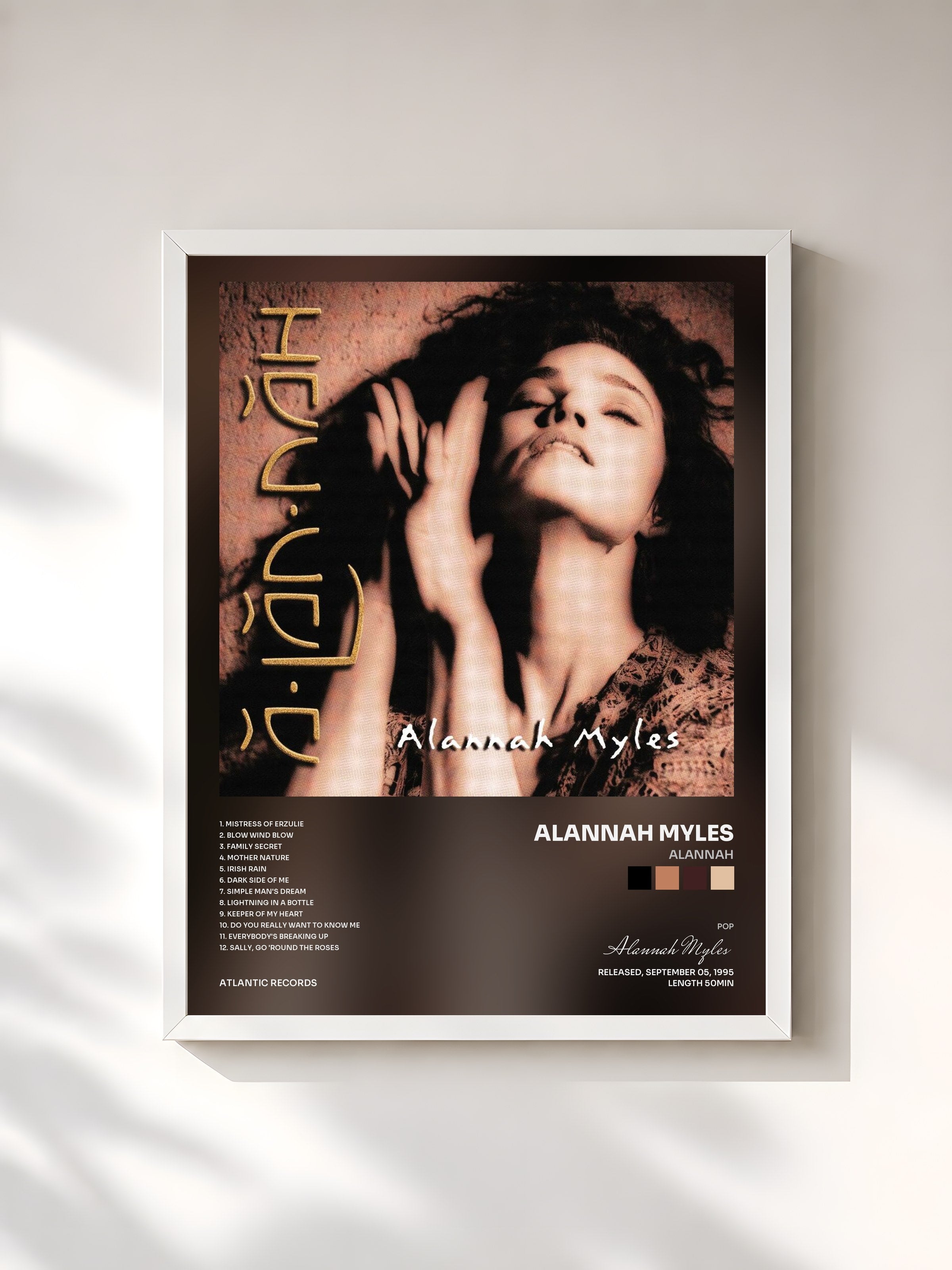 #blanc Tableau de l'album Alannah de Alannah Myles, cadre blanc, imprimé et encadré en France