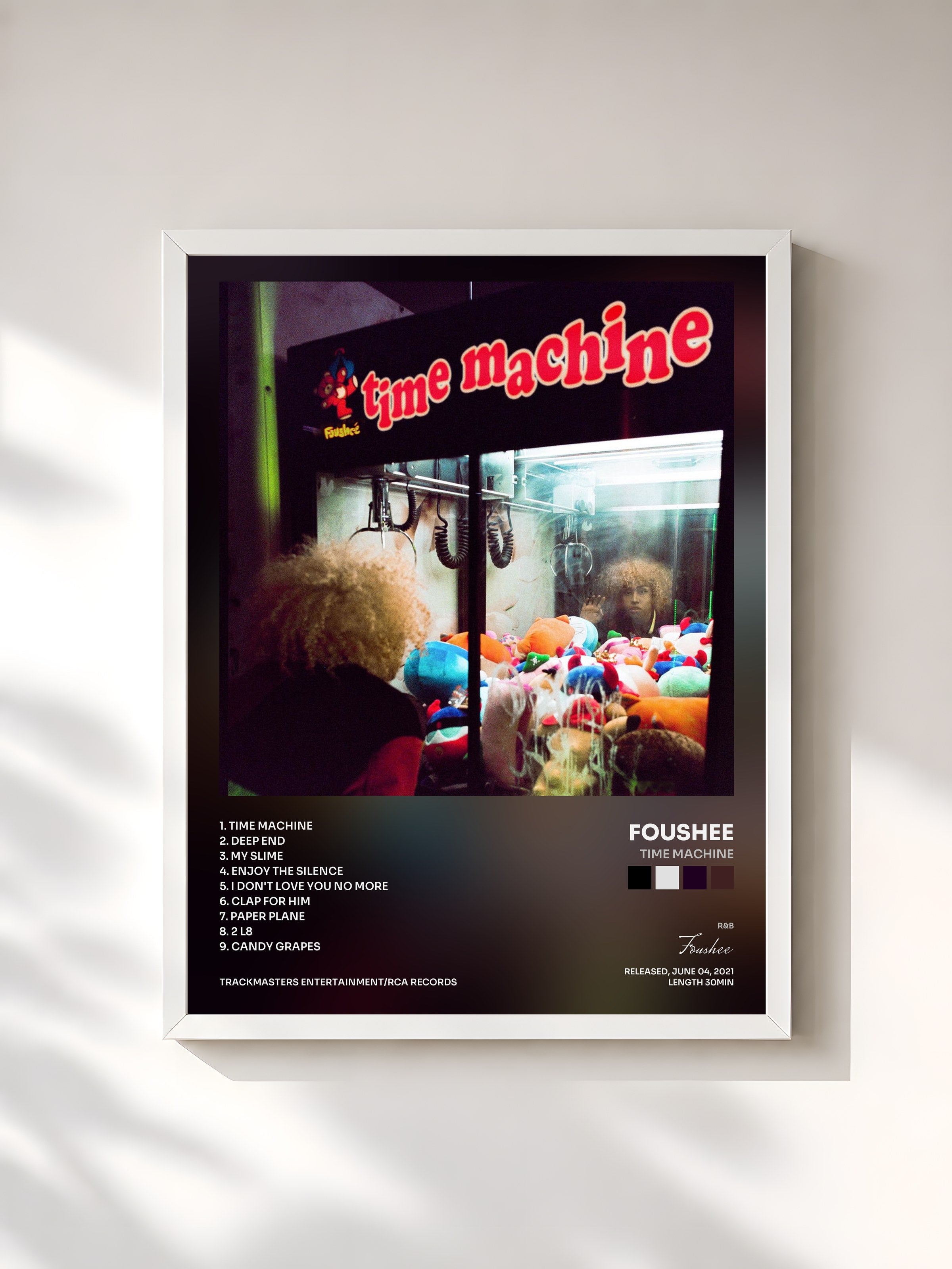 #blanc Tableau de l'album time machine de Foushee, cadre blanc, imprimé et encadré en France