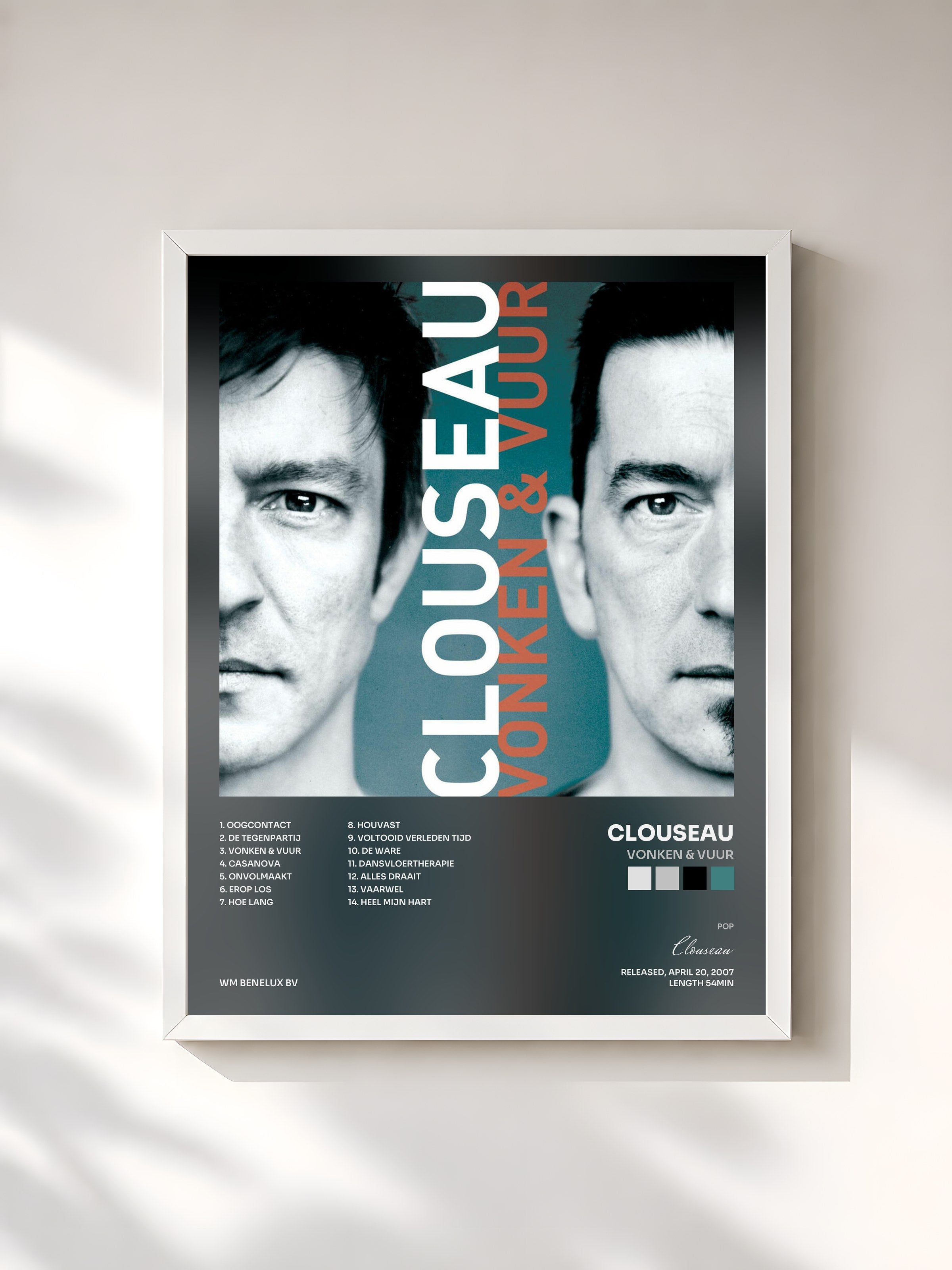#blanc Tableau de l'album Vonken & Vuur de Clouseau, cadre blanc, imprimé et encadré en France