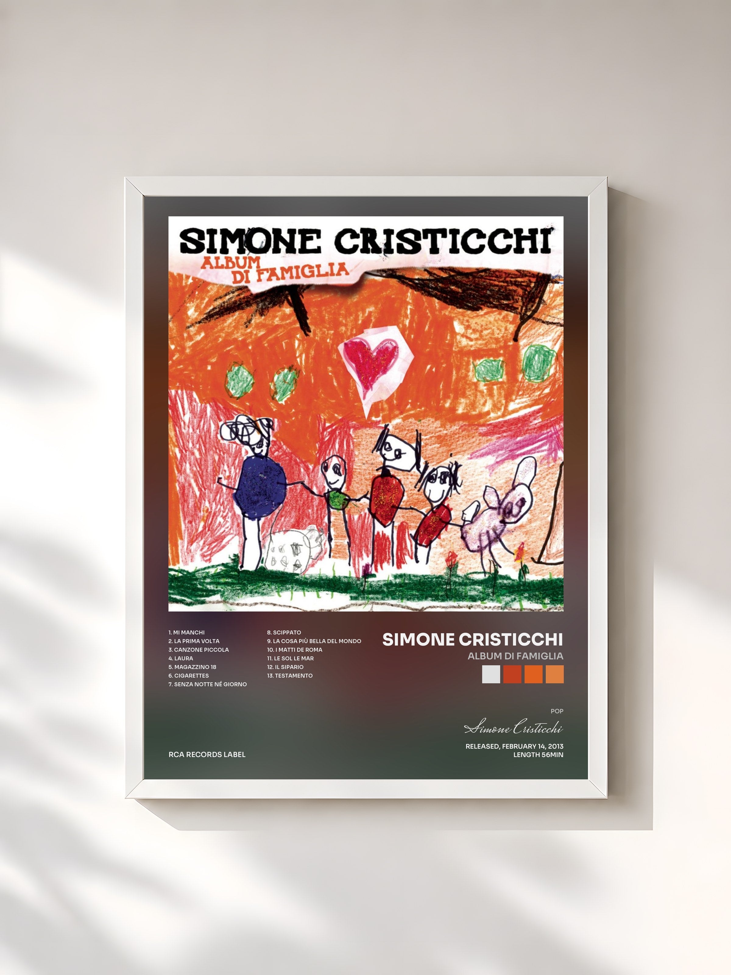 #blanc Tableau de l'album Album di famiglia de Simone Cristicchi, cadre blanc, imprimé et encadré en France