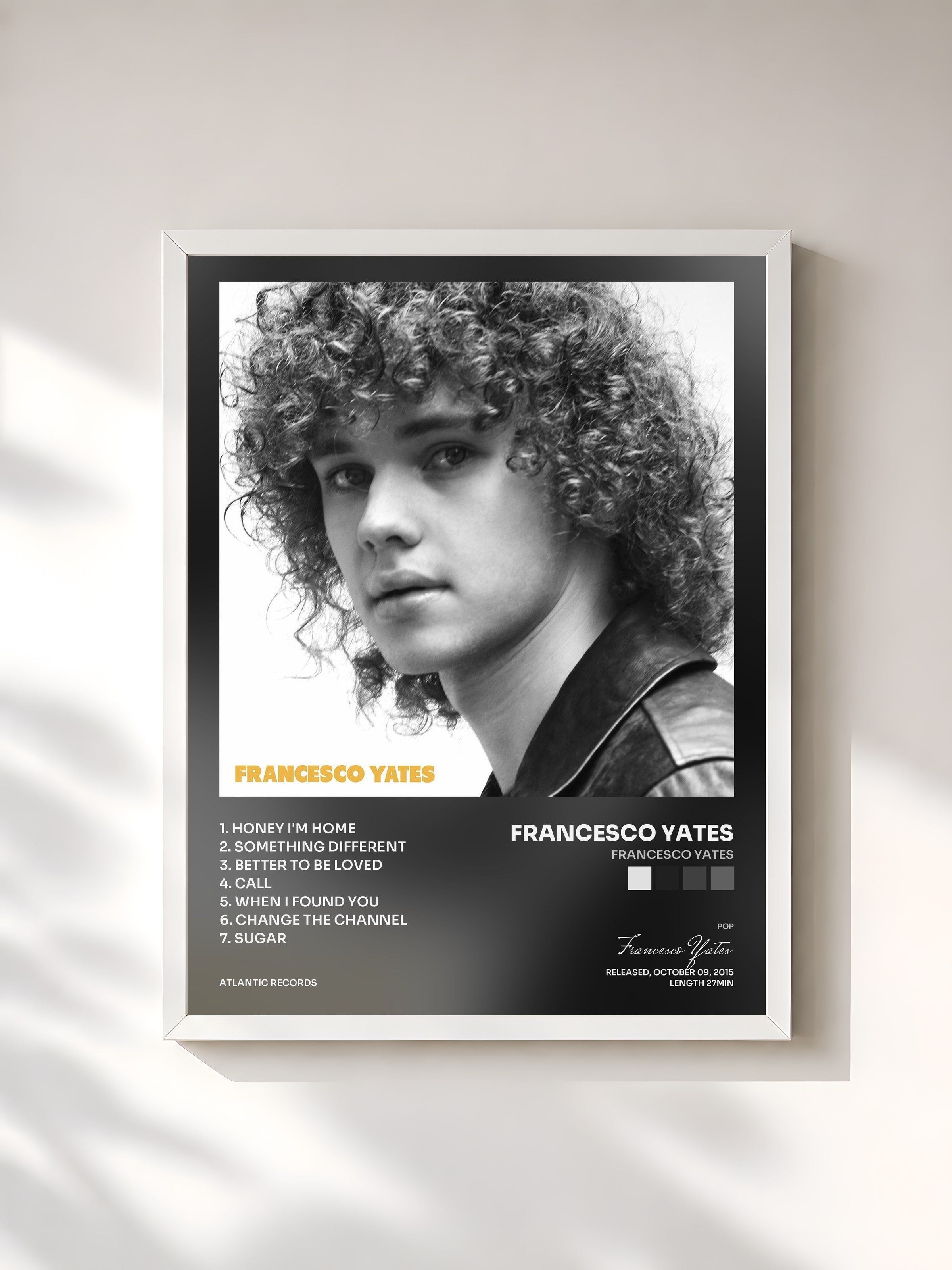 #blanc Tableau de l'album Francesco Yates de Francesco Yates, cadre blanc, imprimé et encadré en France