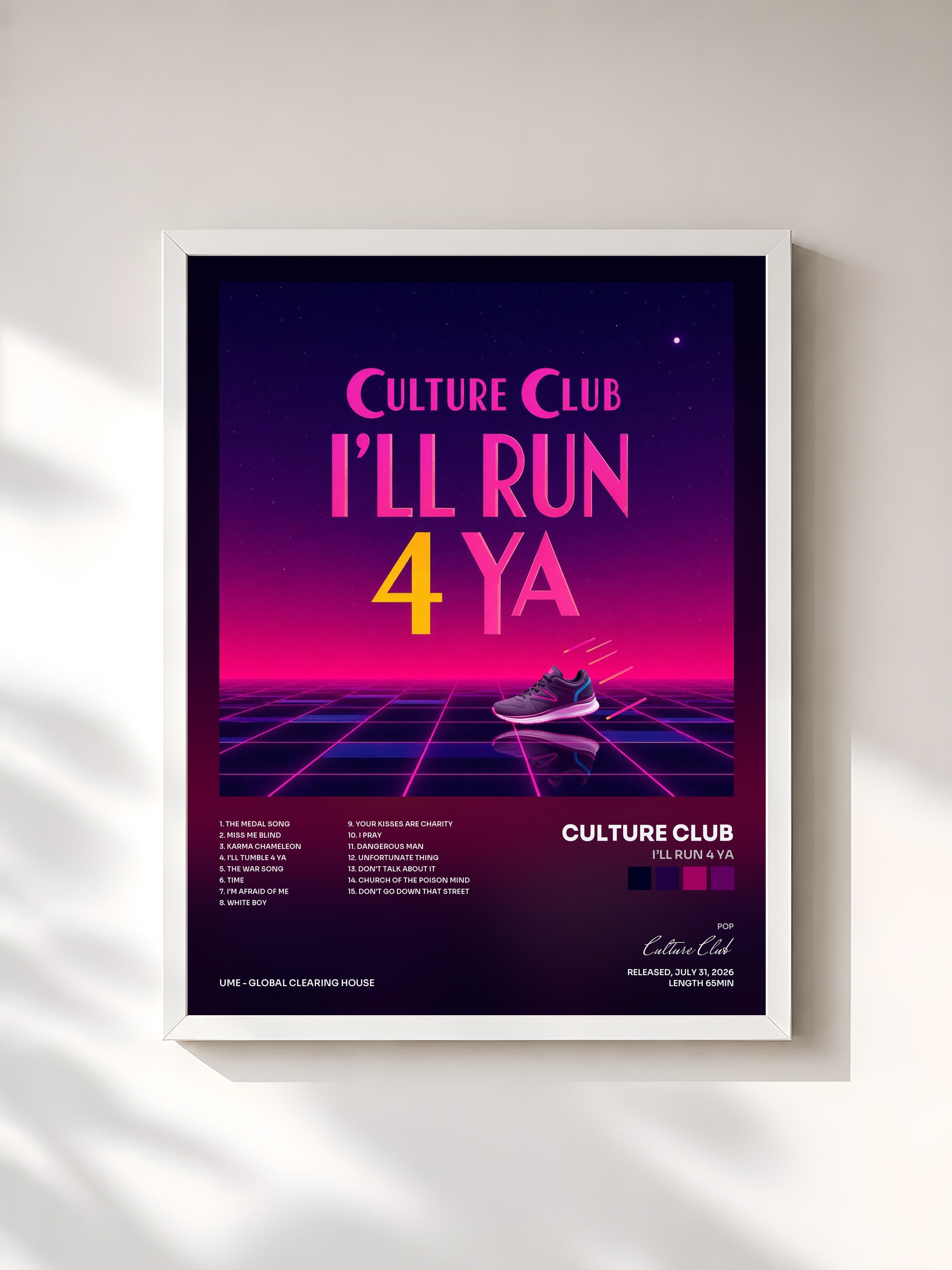 #blanc Tableau de l'album I’ll Run 4 Ya de Culture Club, cadre blanc, imprimé et encadré en France