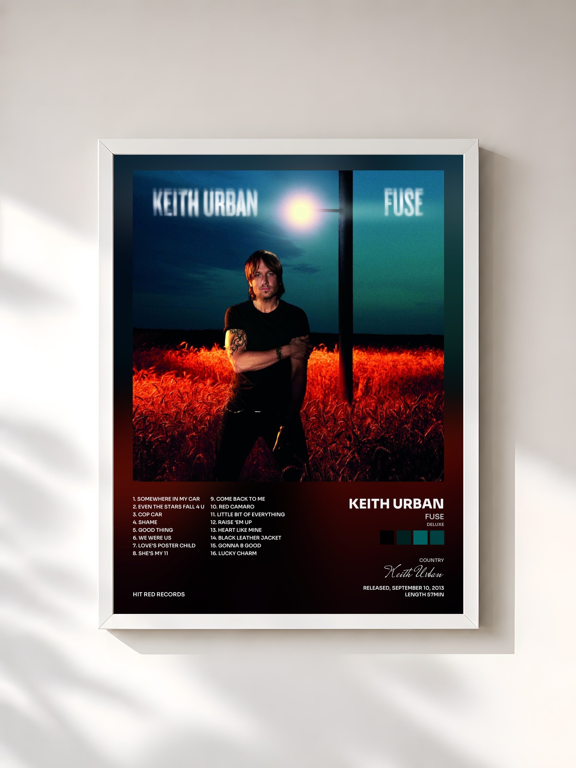 #blanc Tableau de l'album Fuse (Deluxe) de Keith Urban, cadre blanc, imprimé et encadré en France