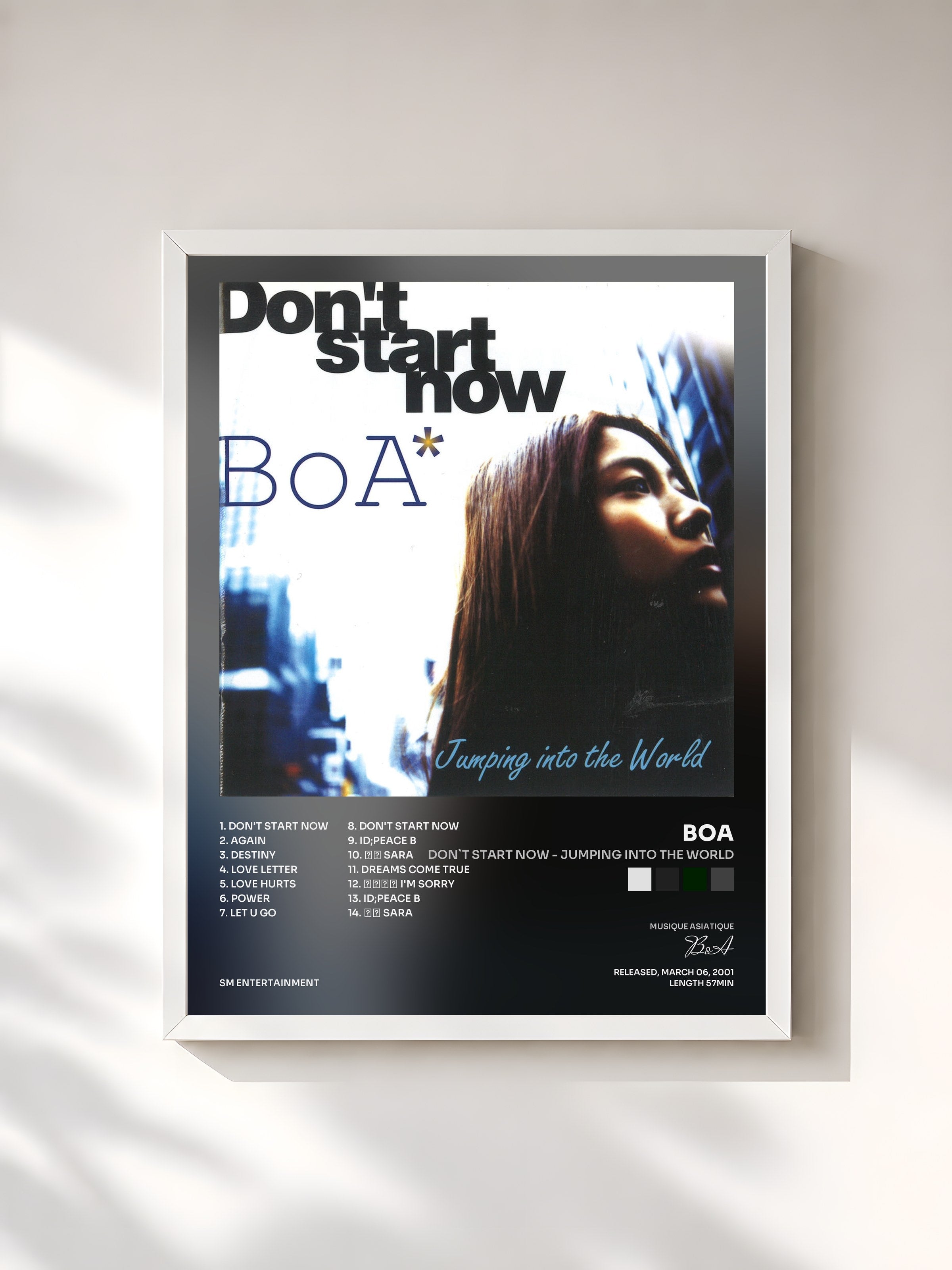 #blanc Tableau de l'album Don`t Start Now - Jumping Into The World de BoA, cadre blanc, imprimé et encadré en France