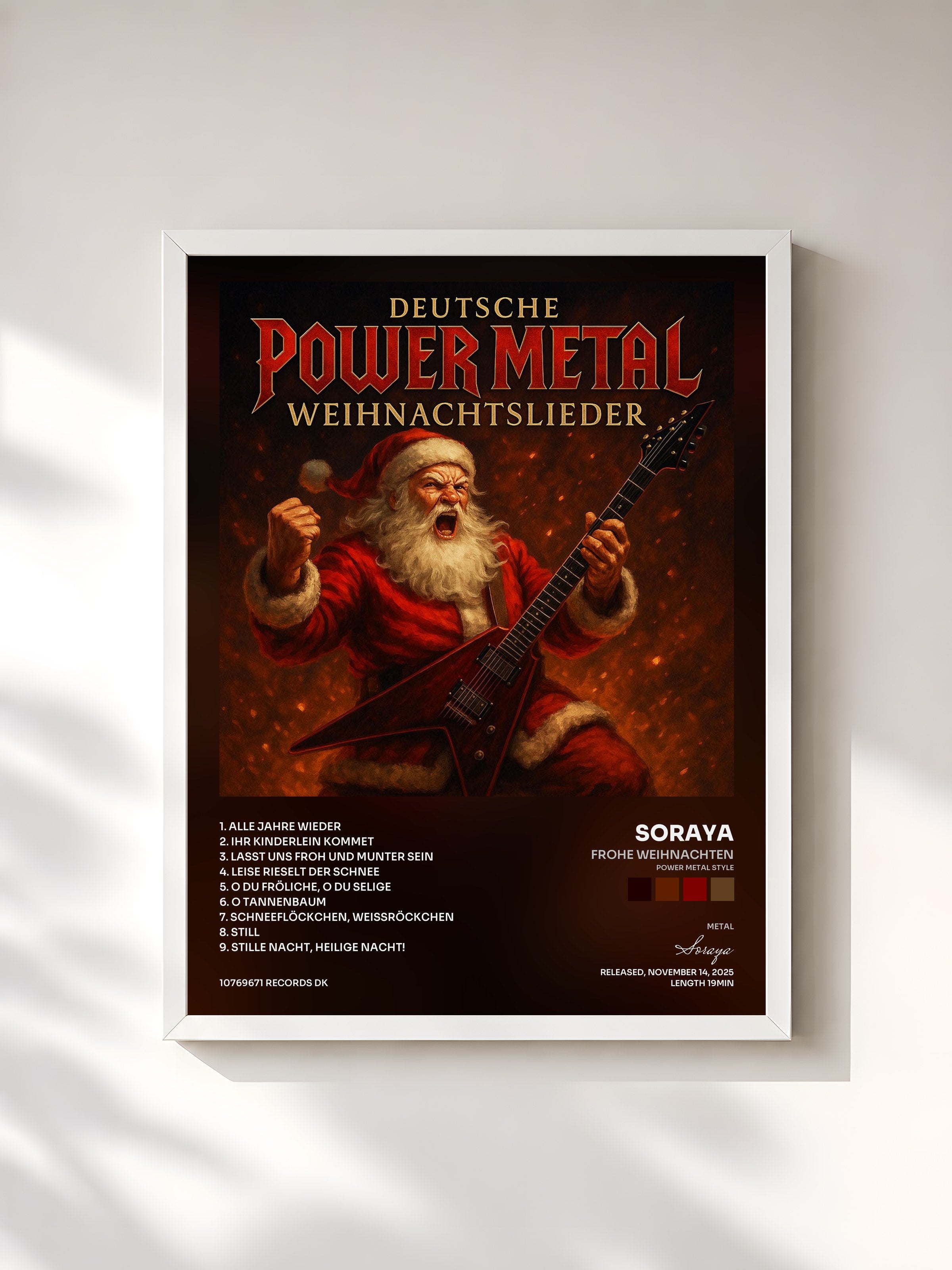 #blanc Tableau de l'album Frohe Weihnachten (Power Metal Style) de Soraya, cadre blanc, imprimé et encadré en France