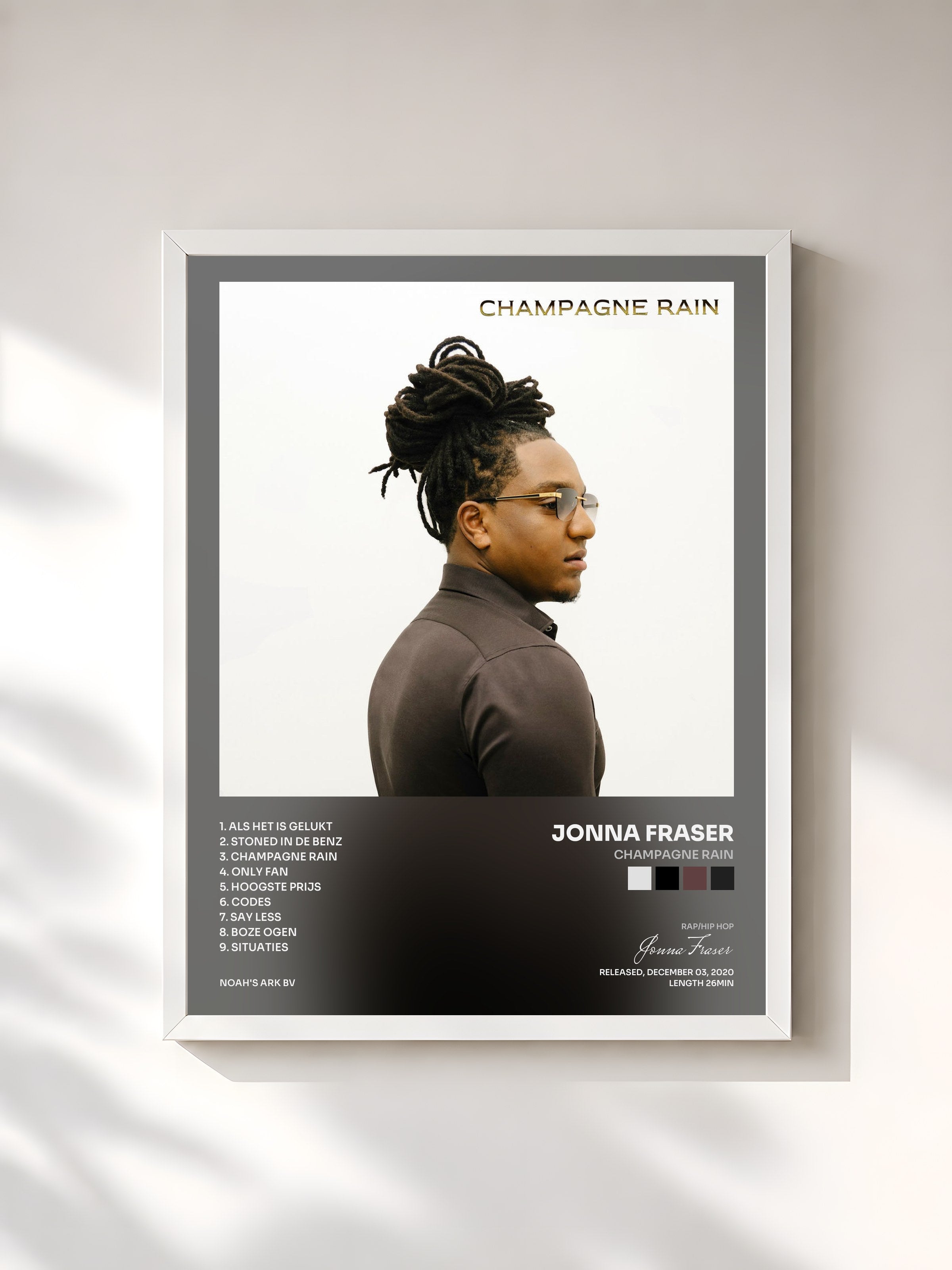 #blanc Tableau de l'album Champagne Rain de Jonna Fraser, cadre blanc, imprimé et encadré en France