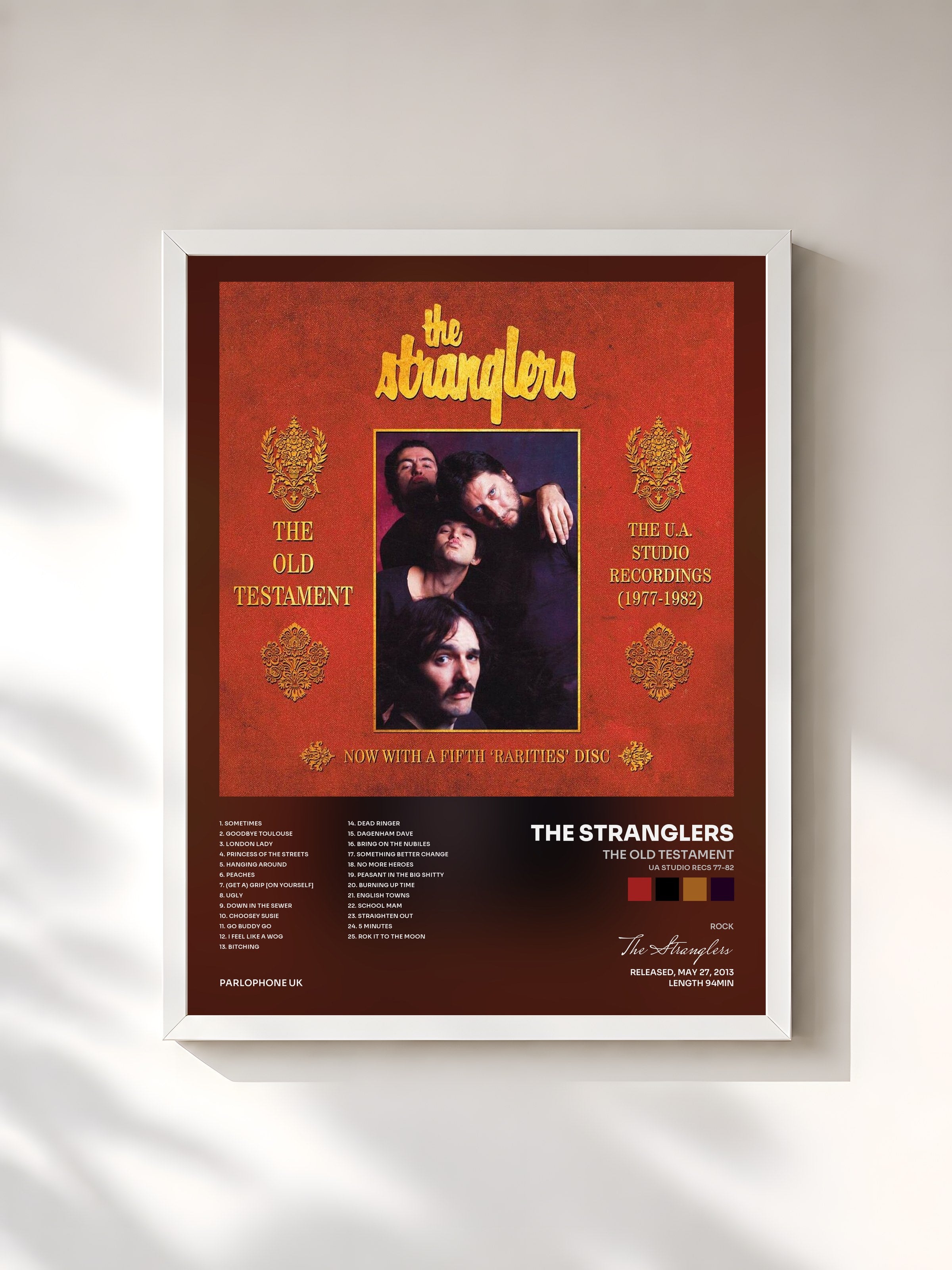#blanc Tableau de l'album The Old Testament (UA Studio Recs 77-82) de The Stranglers, cadre blanc, imprimé et encadré en France