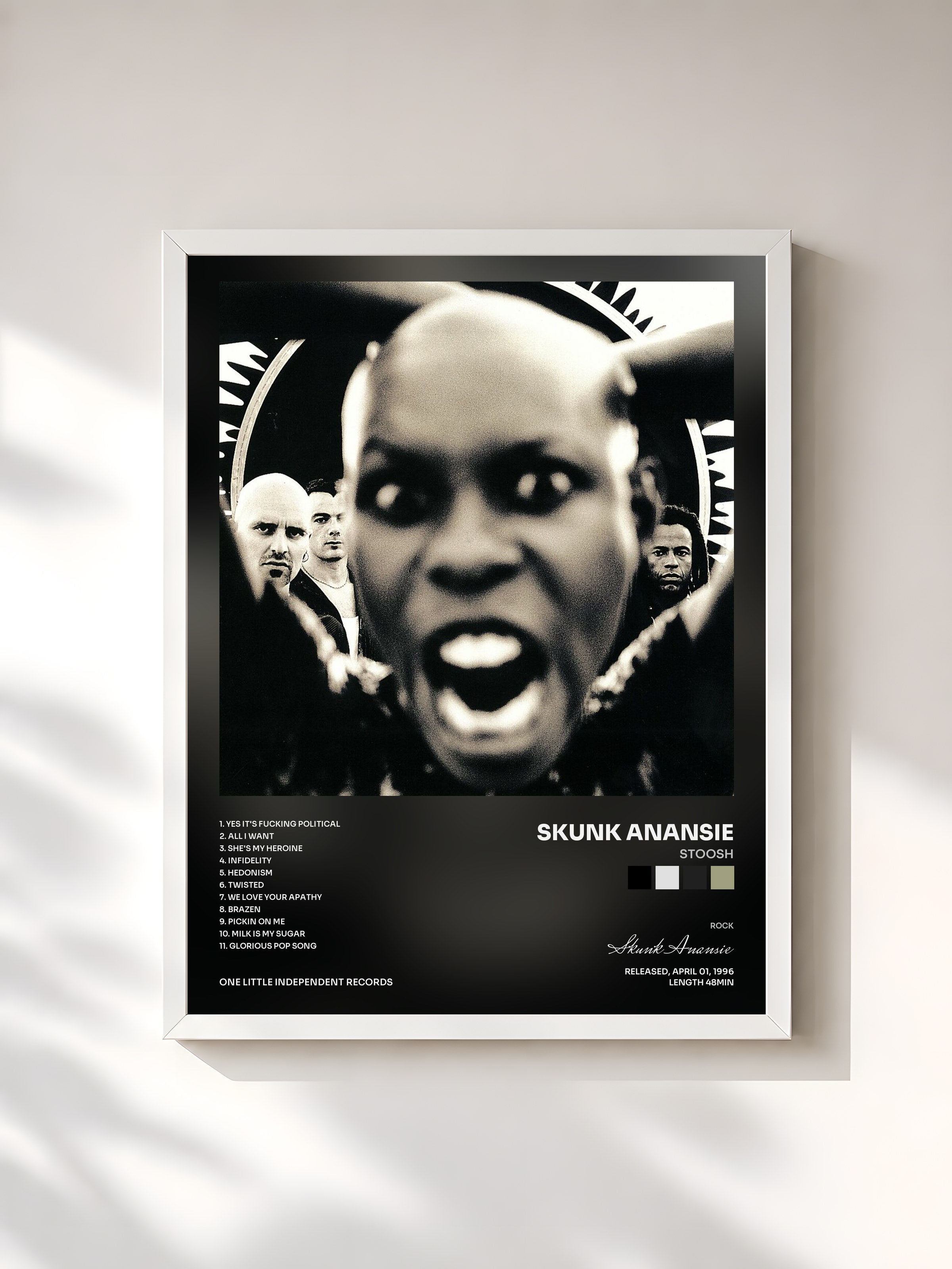#blanc Tableau de l'album Stoosh de Skunk Anansie, cadre blanc, imprimé et encadré en France