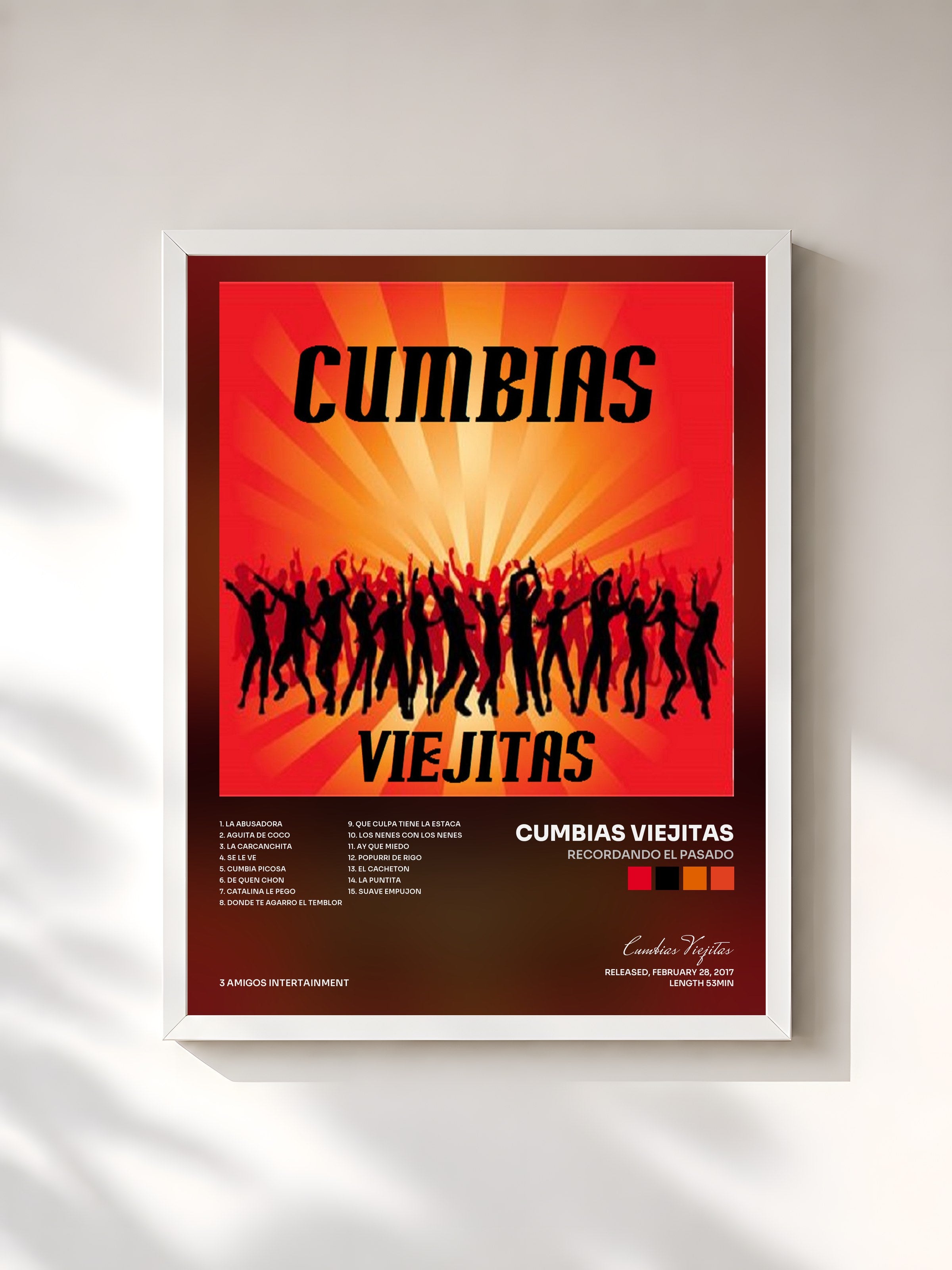 #blanc Tableau de l'album recordando el pasado de Cumbias Viejitas, cadre blanc, imprimé et encadré en France