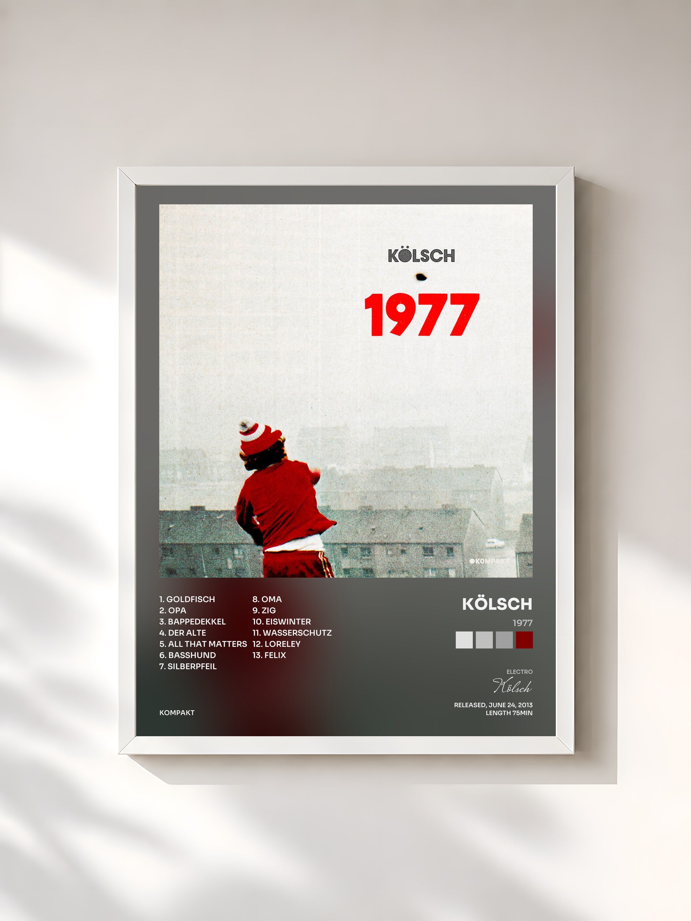 #blanc Tableau de l'album 1977 de Kölsch, cadre blanc, imprimé et encadré en France