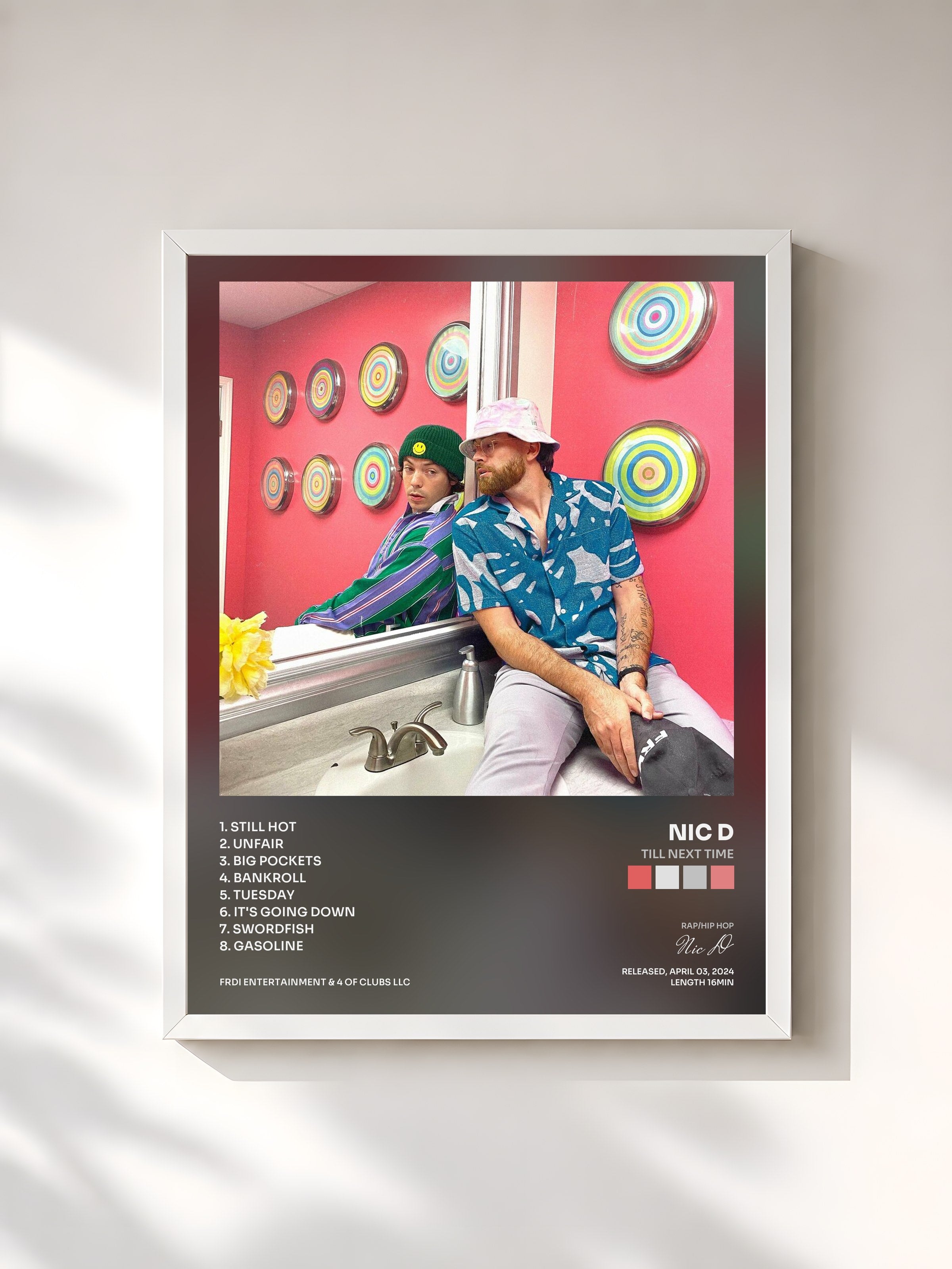 #blanc Tableau de l'album Till Next Time de Nic D, cadre blanc, imprimé et encadré en France