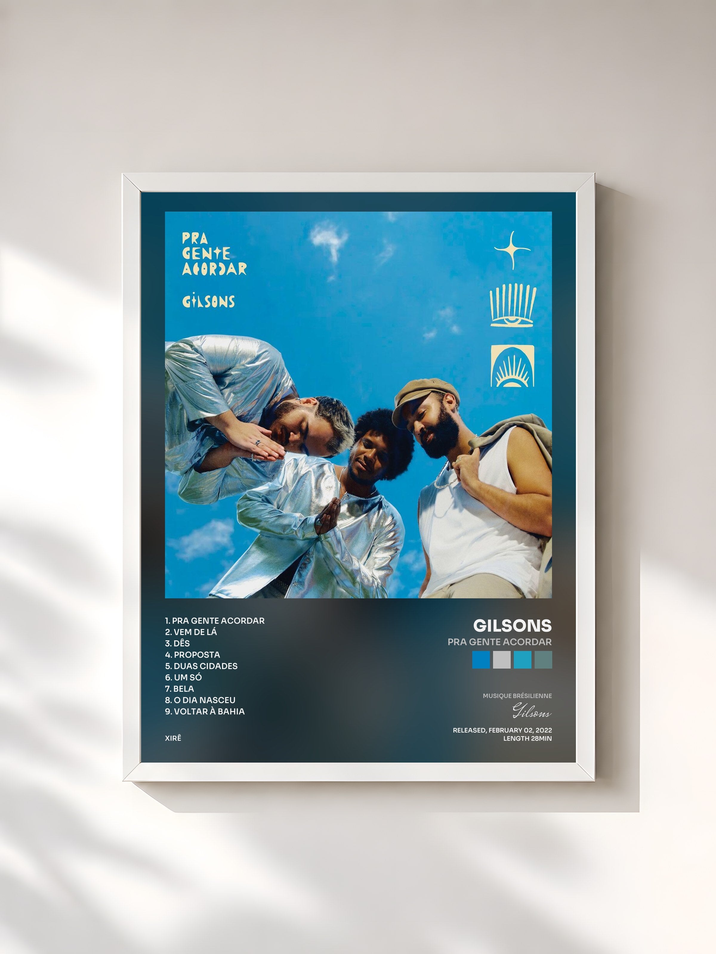 #blanc Tableau de l'album Pra Gente Acordar de Gilsons, cadre blanc, imprimé et encadré en France
