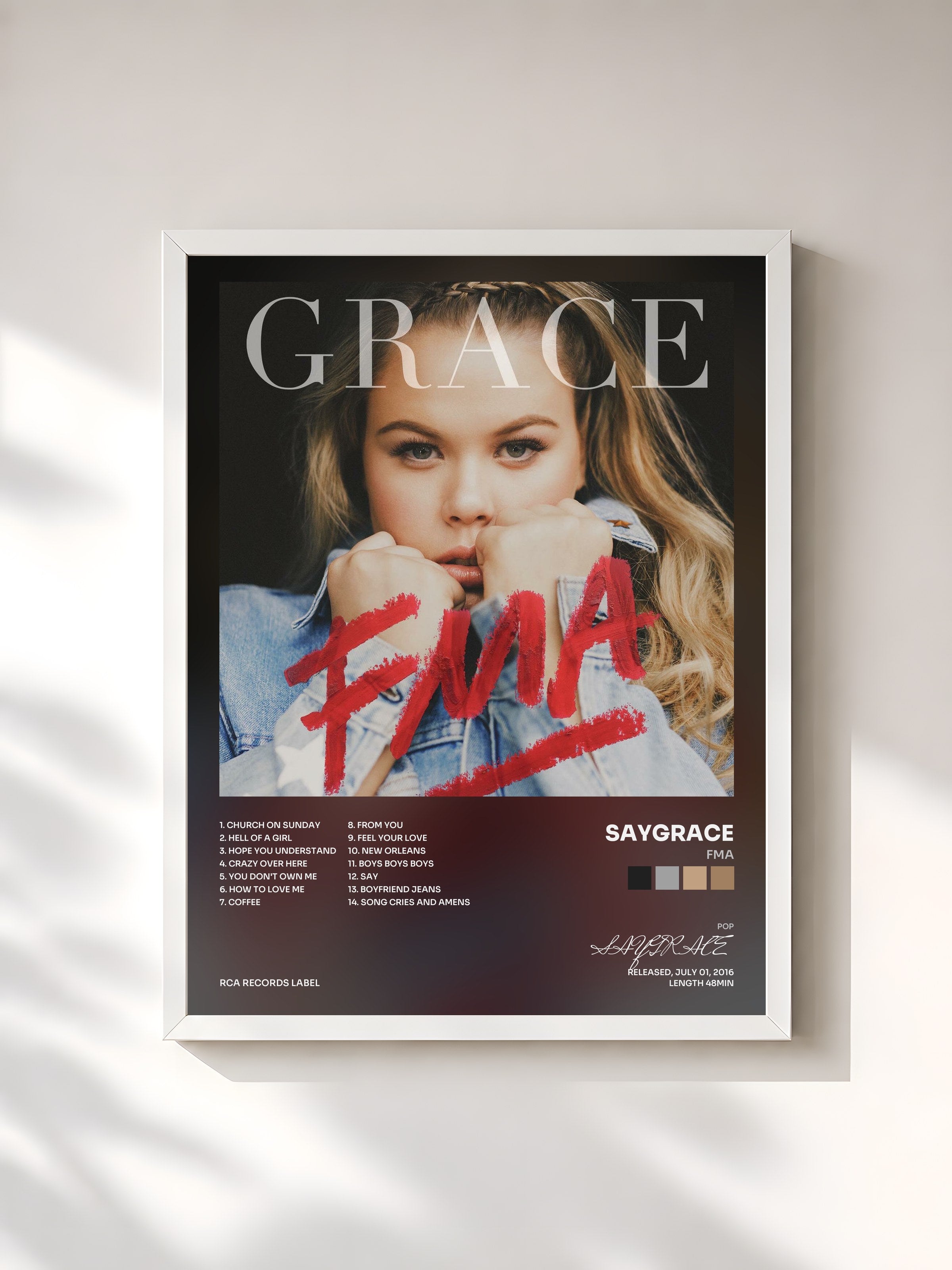 #blanc Tableau de l'album FMA de SAYGRACE, cadre blanc, imprimé et encadré en France