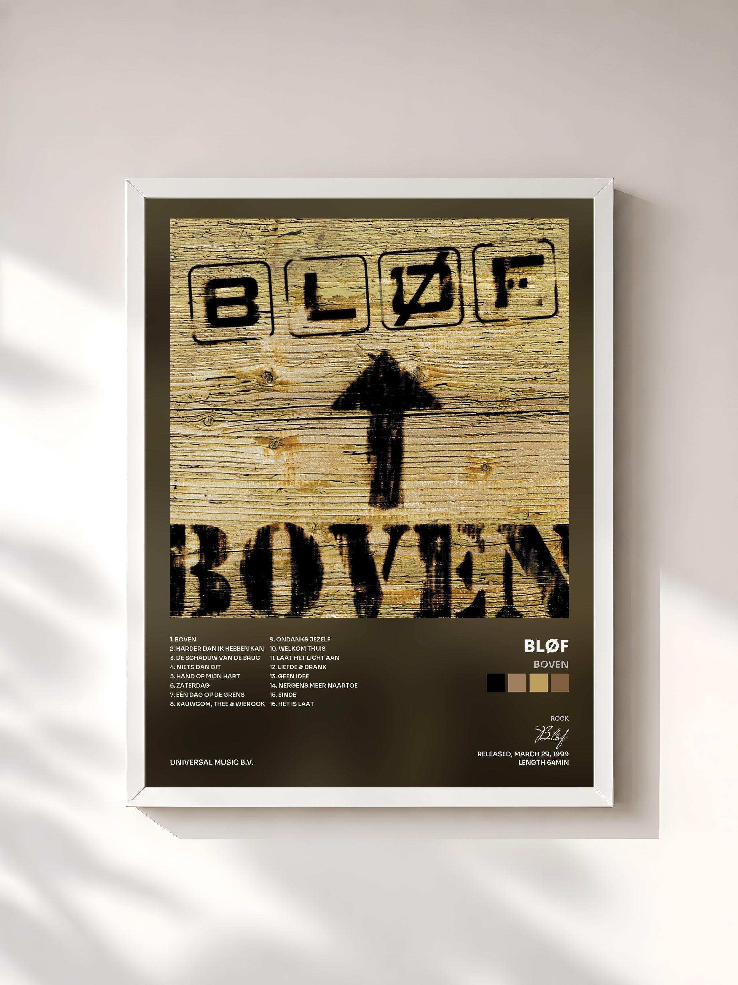 #blanc Tableau de l'album Boven de Bløf, cadre blanc, imprimé et encadré en France
