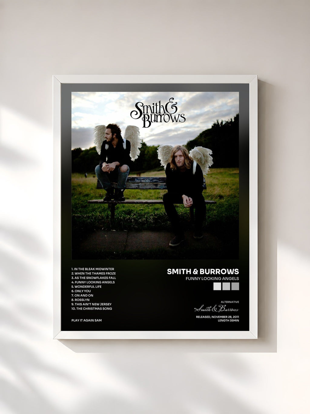 #blanc Tableau de l'album Funny Looking Angels de Smith & Burrows, cadre blanc, imprimé et encadré en France
