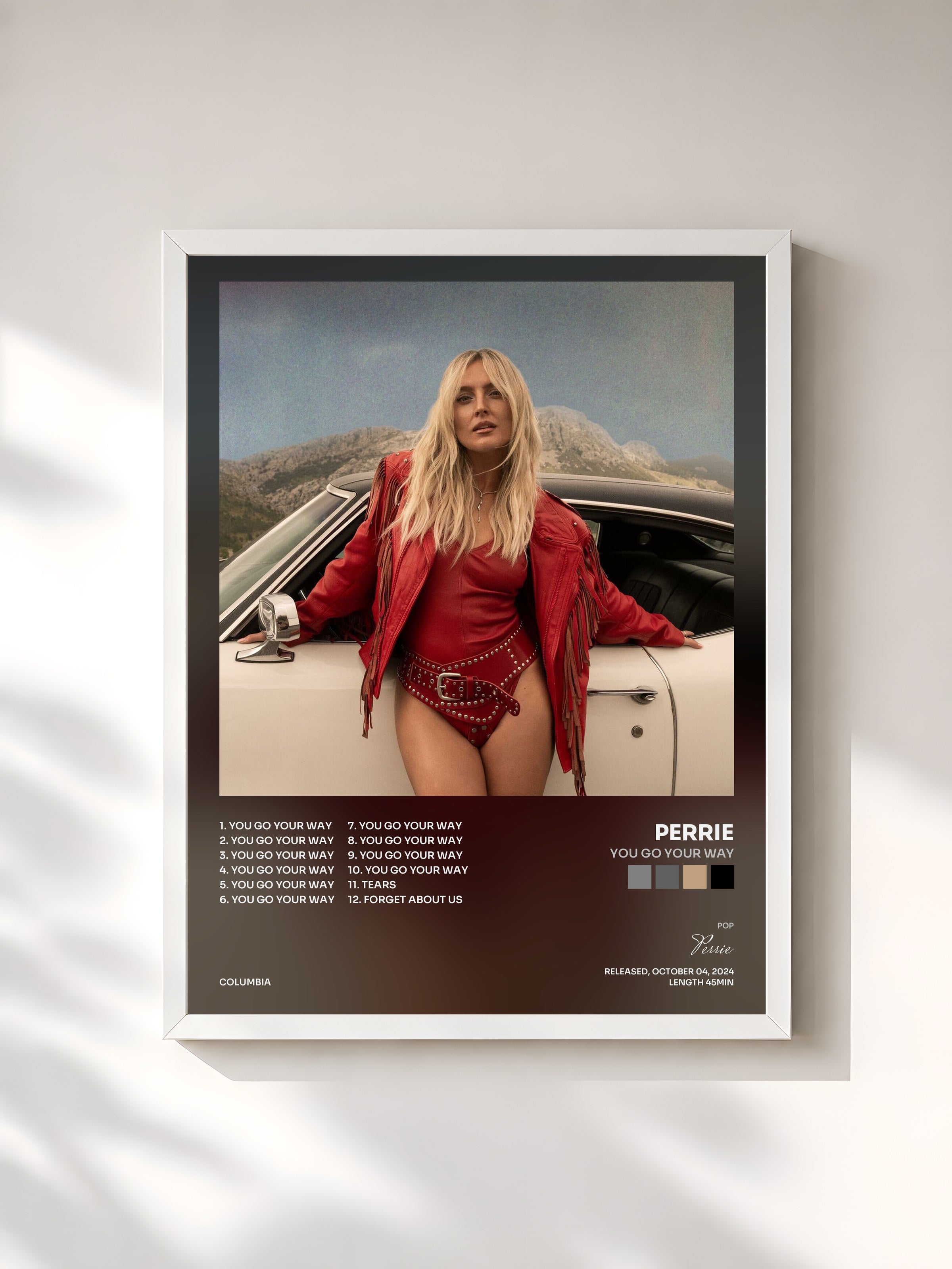 #blanc Tableau de l'album You Go Your Way de Perrie, cadre blanc, imprimé et encadré en France