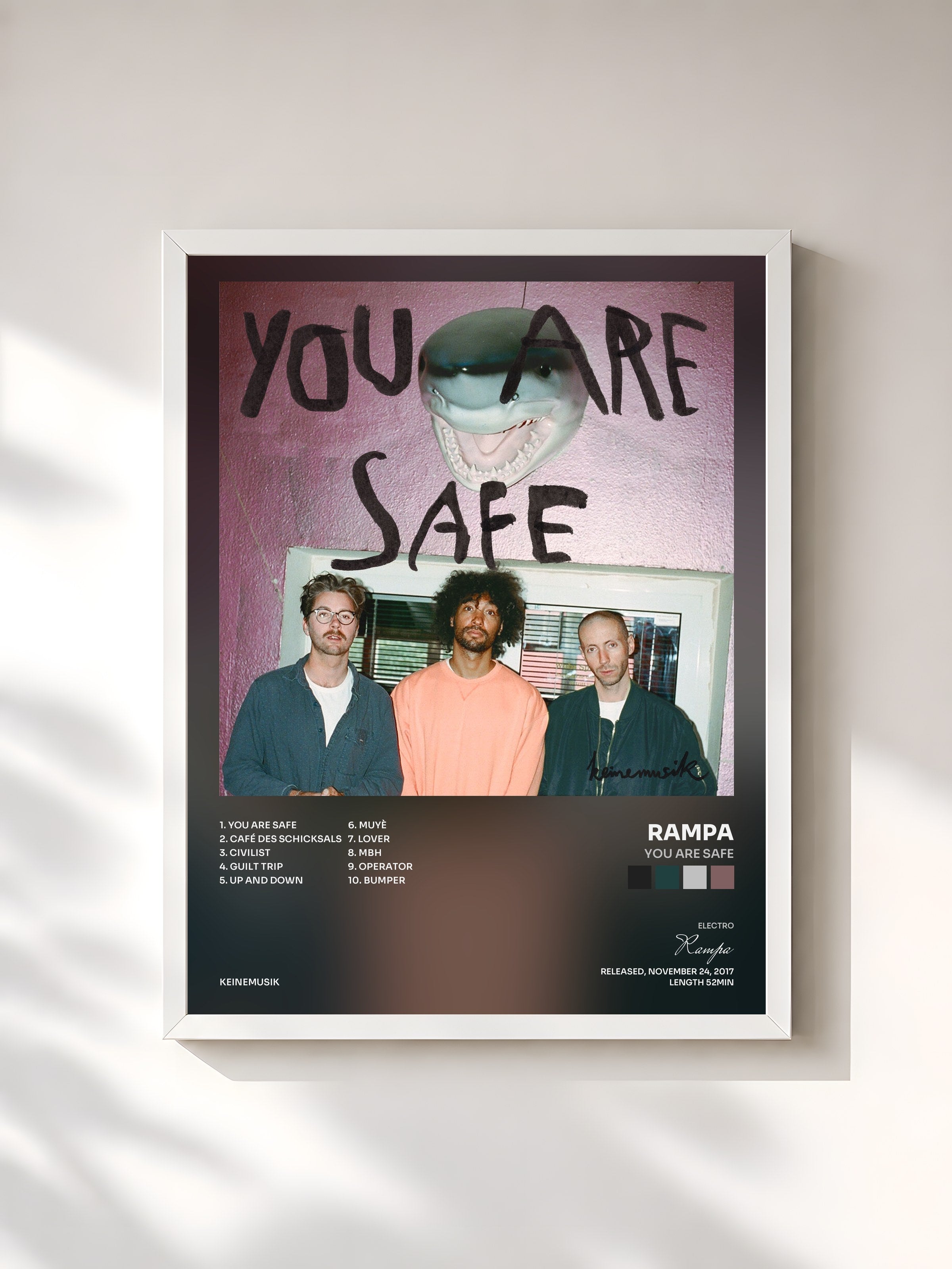#blanc Tableau de l'album You Are Safe de Rampa, cadre blanc, imprimé et encadré en France