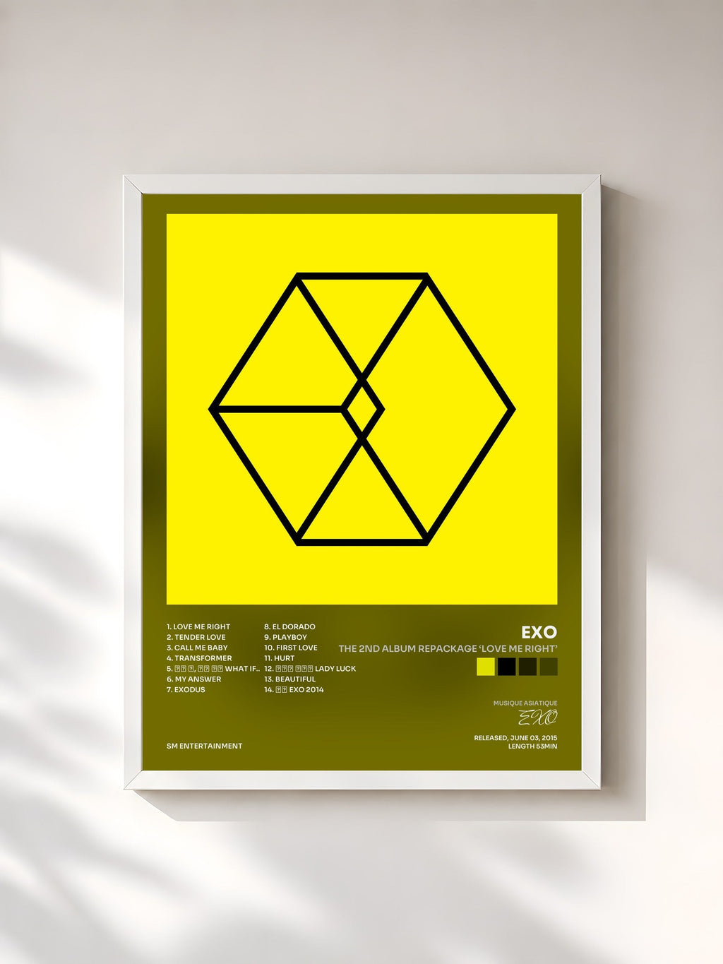 #blanc The 2nd Album Repackage ‘LOVE ME RIGHT’ by EXO as a framed art print, white frame, printed and framed in France