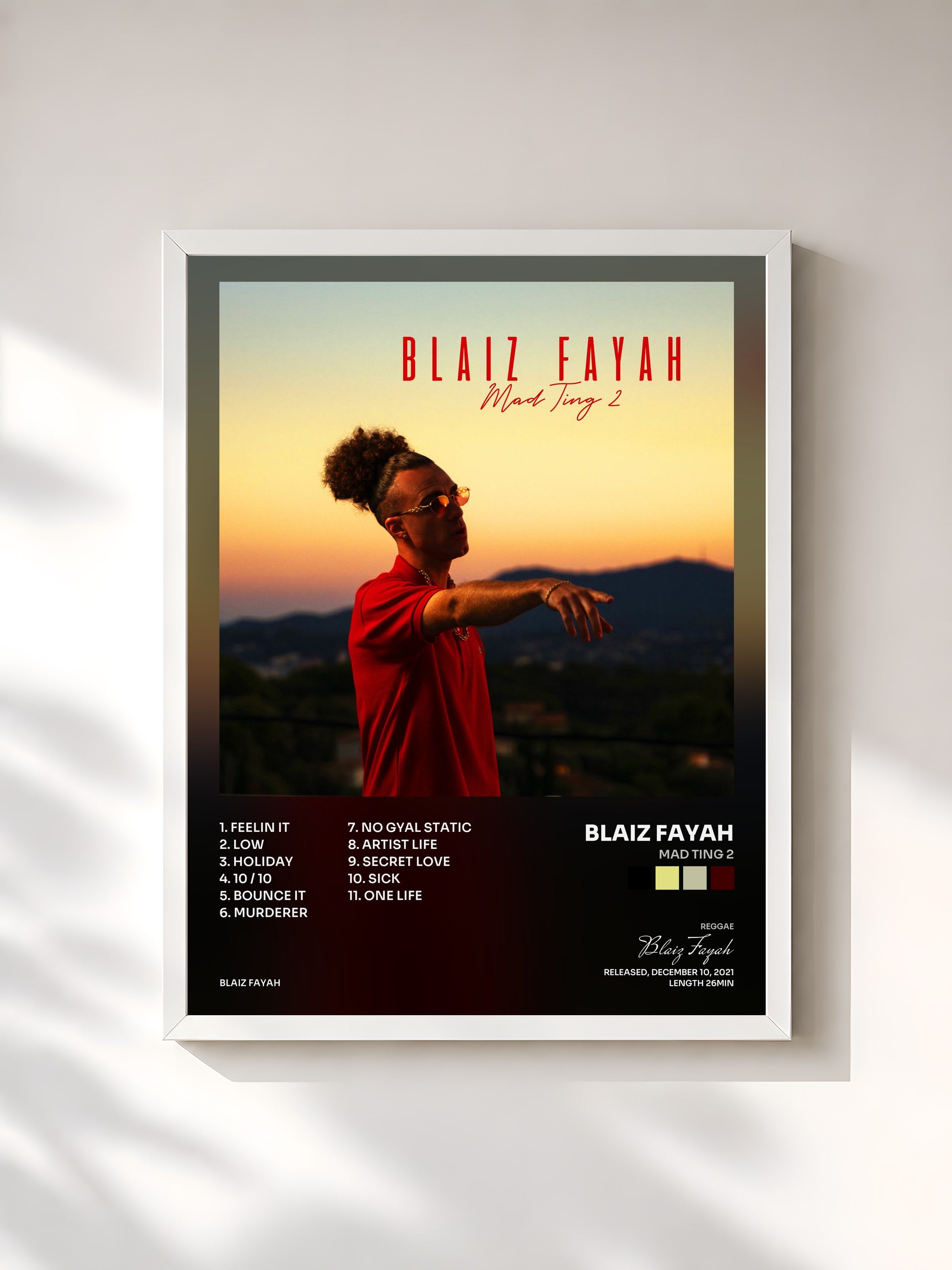 #blanc Tableau de l'album Mad Ting 2 de Blaiz Fayah, cadre blanc, imprimé et encadré en France