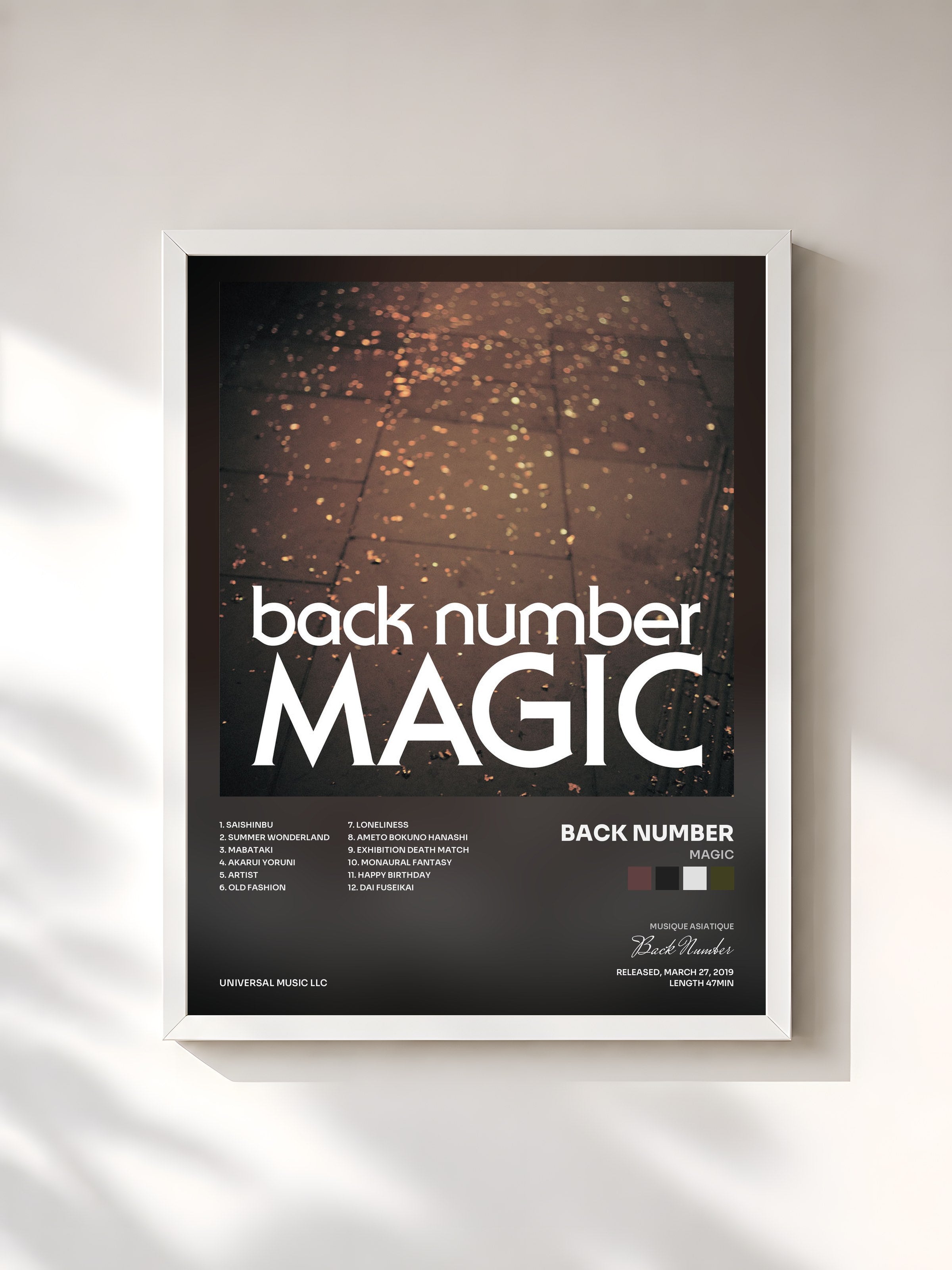 #blanc Tableau de l'album Magic de Back Number, cadre blanc, imprimé et encadré en France