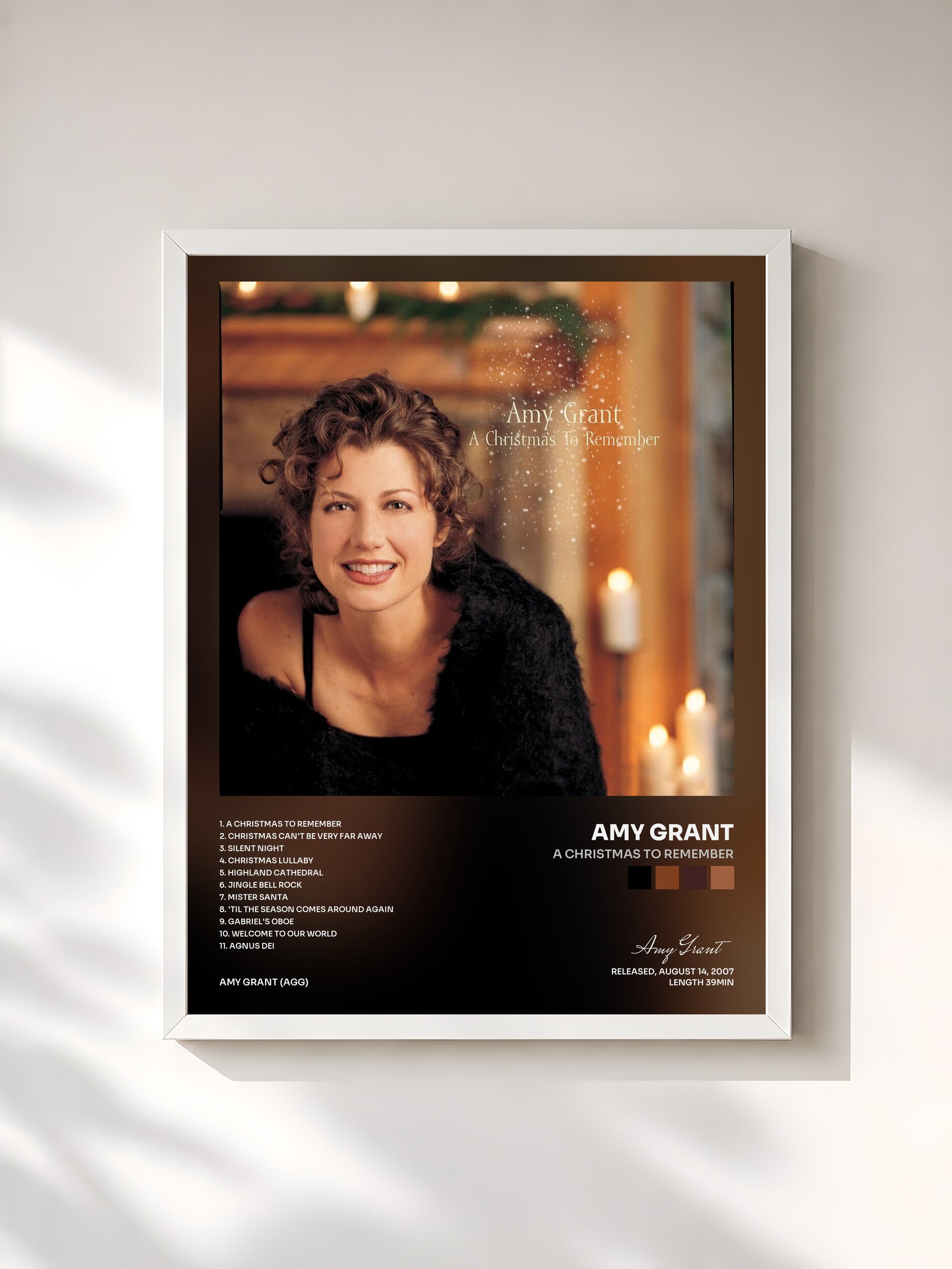 #blanc Tableau de l'album A Christmas To Remember de Amy Grant, cadre blanc, imprimé et encadré en France
