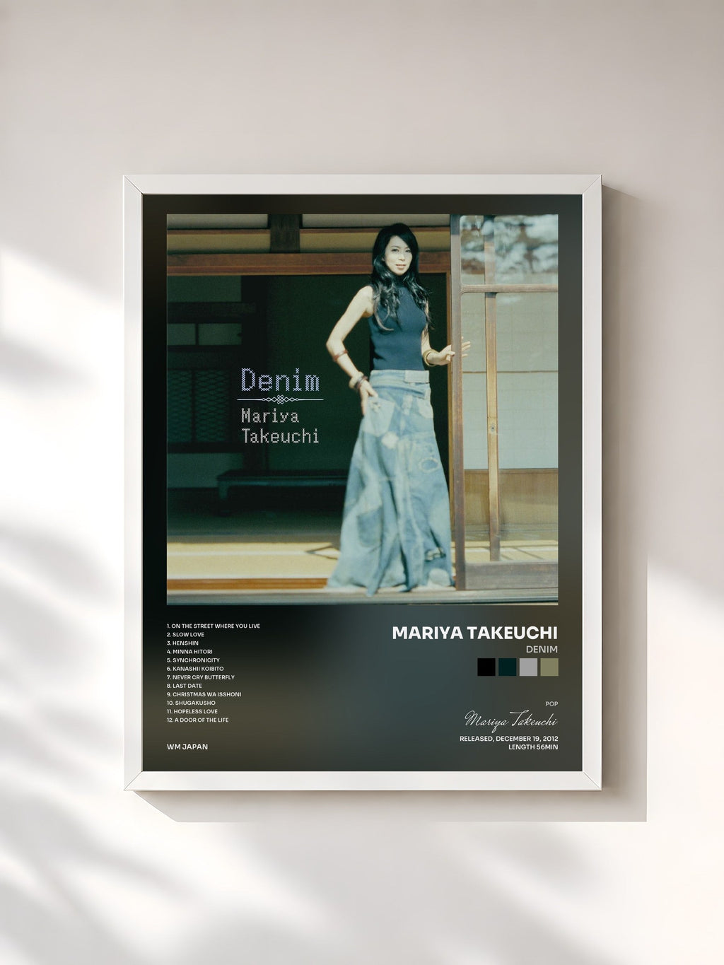 #blanc Tableau de l'album Denim de Mariya Takeuchi, cadre blanc, imprimé et encadré en France