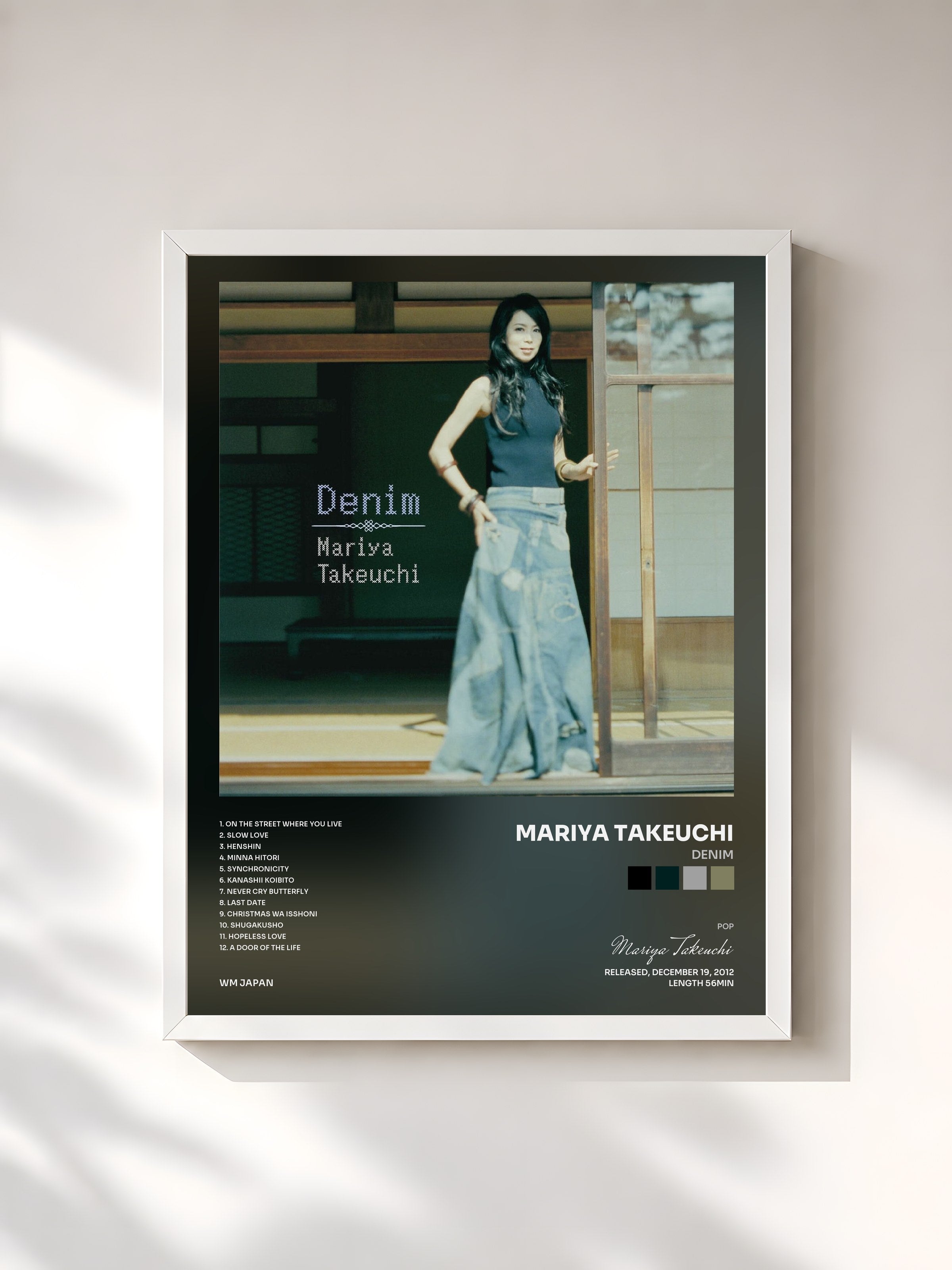 #blanc Tableau de l'album Denim de Mariya Takeuchi, cadre blanc, imprimé et encadré en France