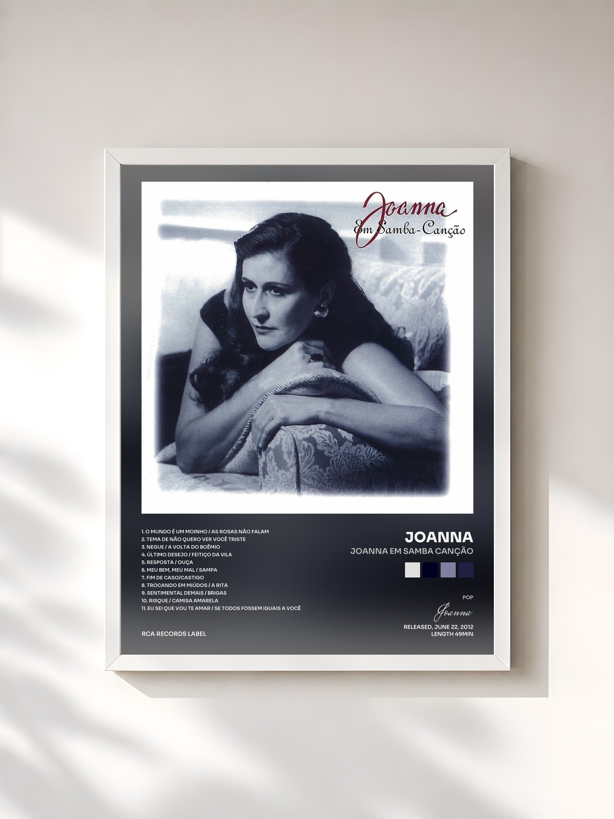 #blanc Tableau de l'album Joanna Em Samba Canção de Joanna, cadre blanc, imprimé et encadré en France