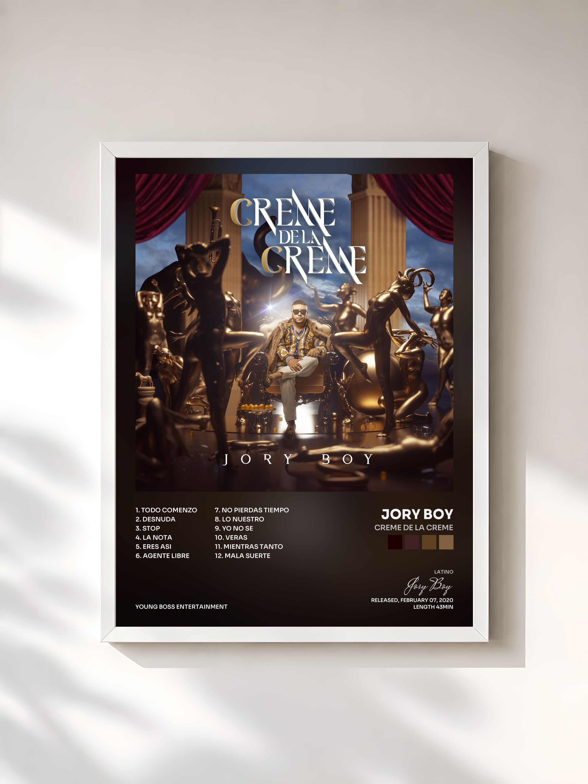 #blanc Tableau de l'album Creme De La Creme de Jory Boy, cadre blanc, imprimé et encadré en France