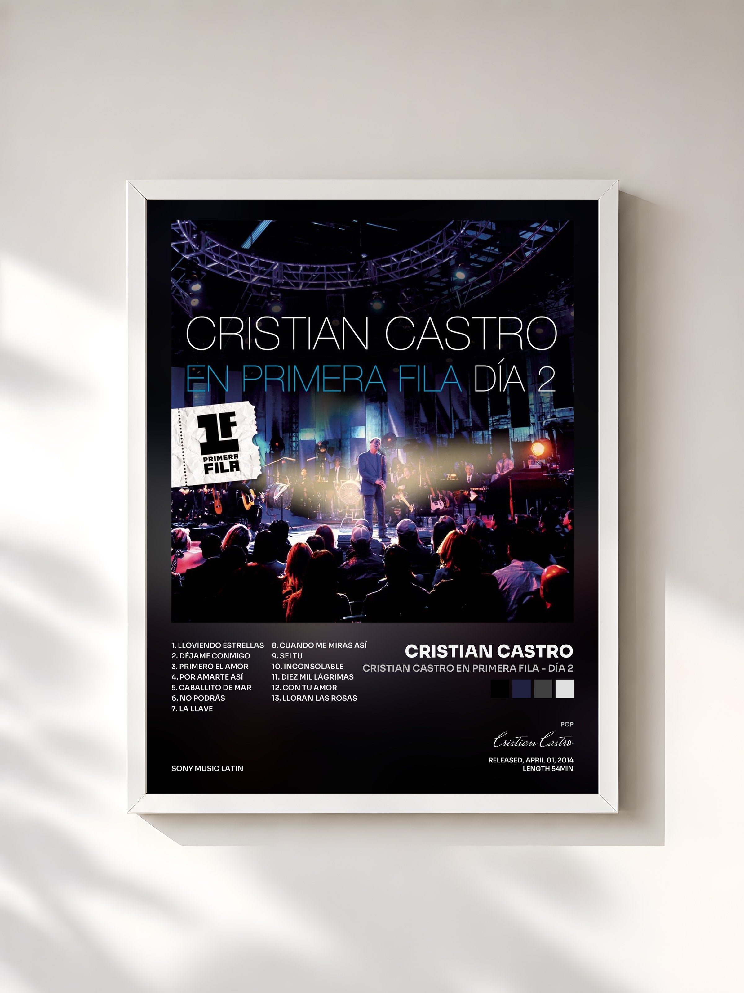 #blanc Tableau de l'album Cristian Castro en Primera Fila - Día 2 de Cristian Castro, cadre blanc, imprimé et encadré en France