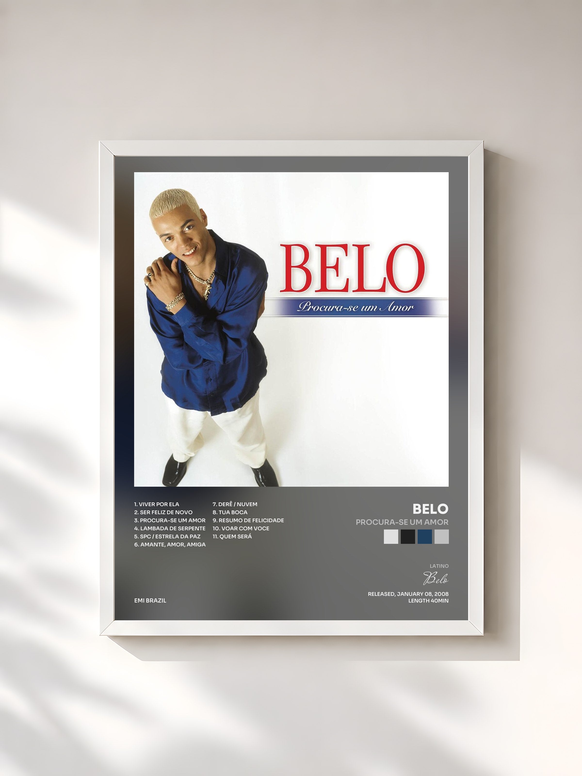 #blanc Tableau de l'album Procura-se Um Amor de Belo, cadre blanc, imprimé et encadré en France